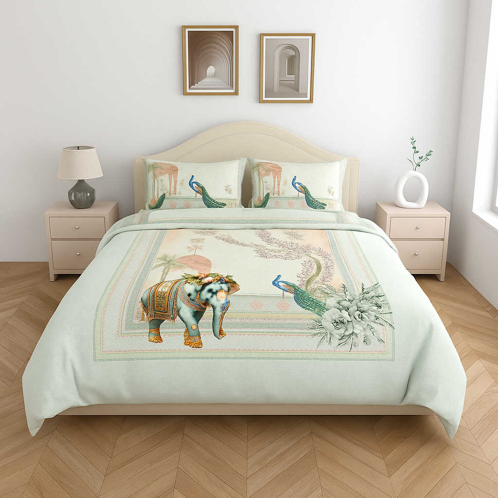 Luxury Satin Cotton 250TC King Size Bedsheet with 2 Pillow Covers (2.75m x 2.75m)