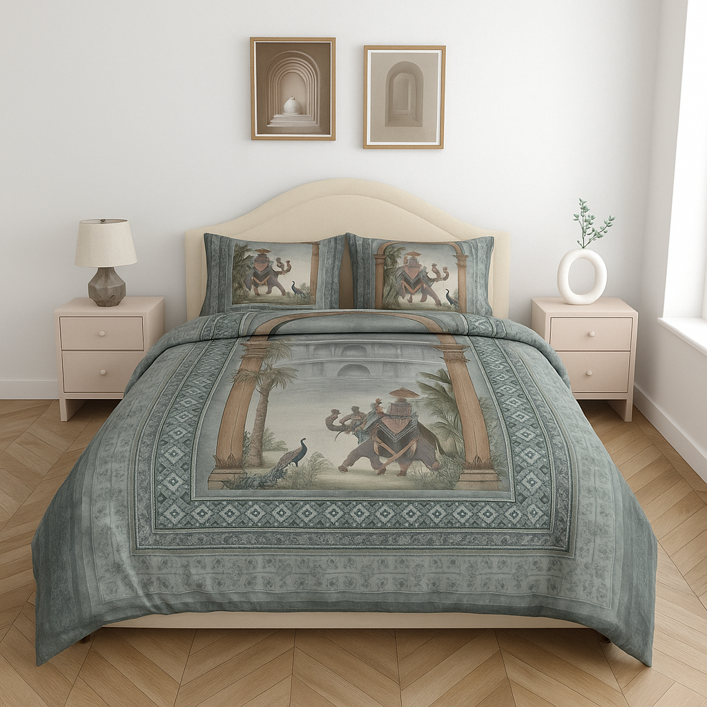 Luxury Satin Cotton 250TC King Size Bedsheet with 2 Pillow Covers (2.75m x 2.75m)