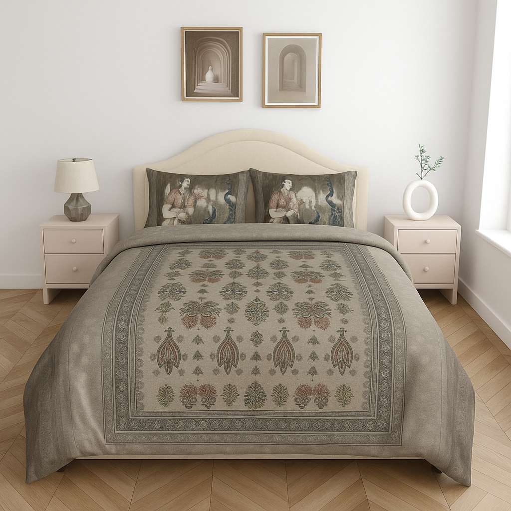 Luxury Satin Cotton 250TC King Size Bedsheet with 2 Pillow Covers (2.75m x 2.75m)