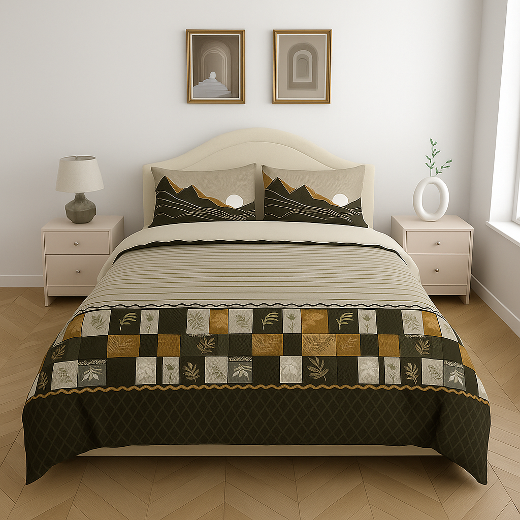 Premium Cotton King Size Bedsheet with 2 Pillow Covers – 180 TC (2.75m x 2.75m)