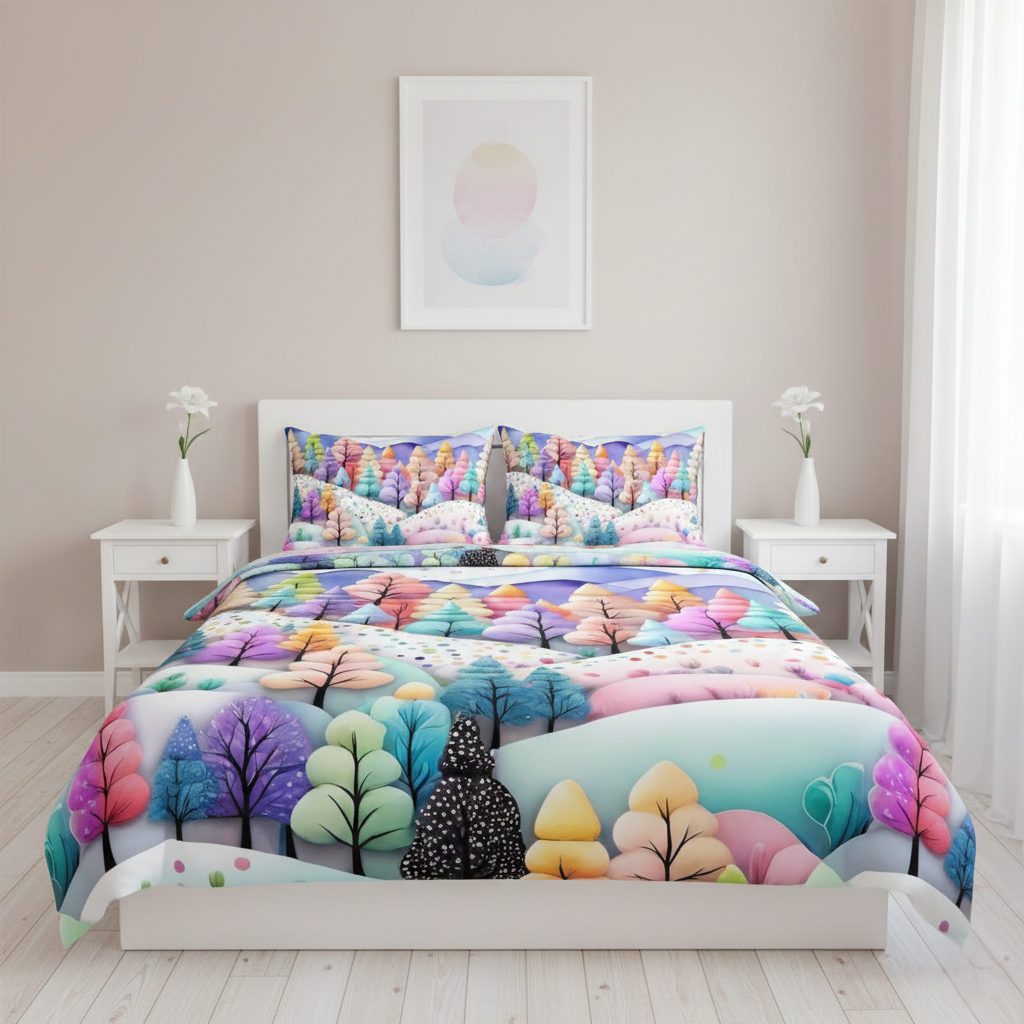 7D Ultra HD Printed Microfiber Bedsheet Set with 2 Pillow Covers