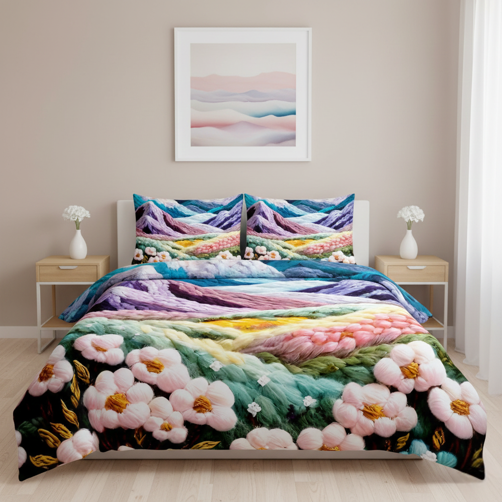 7D Ultra HD Printed Microfiber Bedsheet Set with 2 Pillow Covers