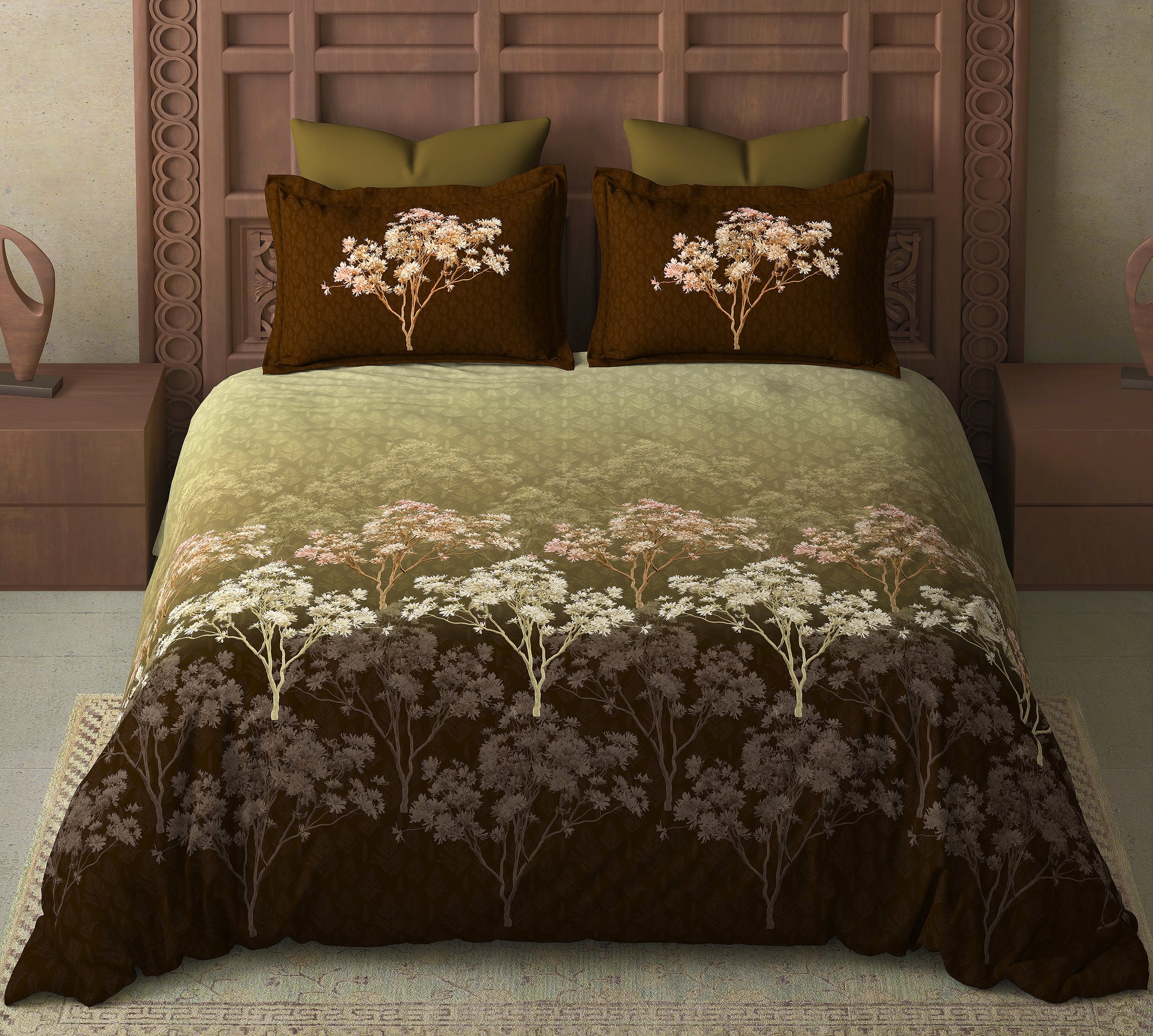 Luxury Cotton 200TC King Size Double Bedsheet with 2 Pillow Covers – 2.75 x 2.75 m