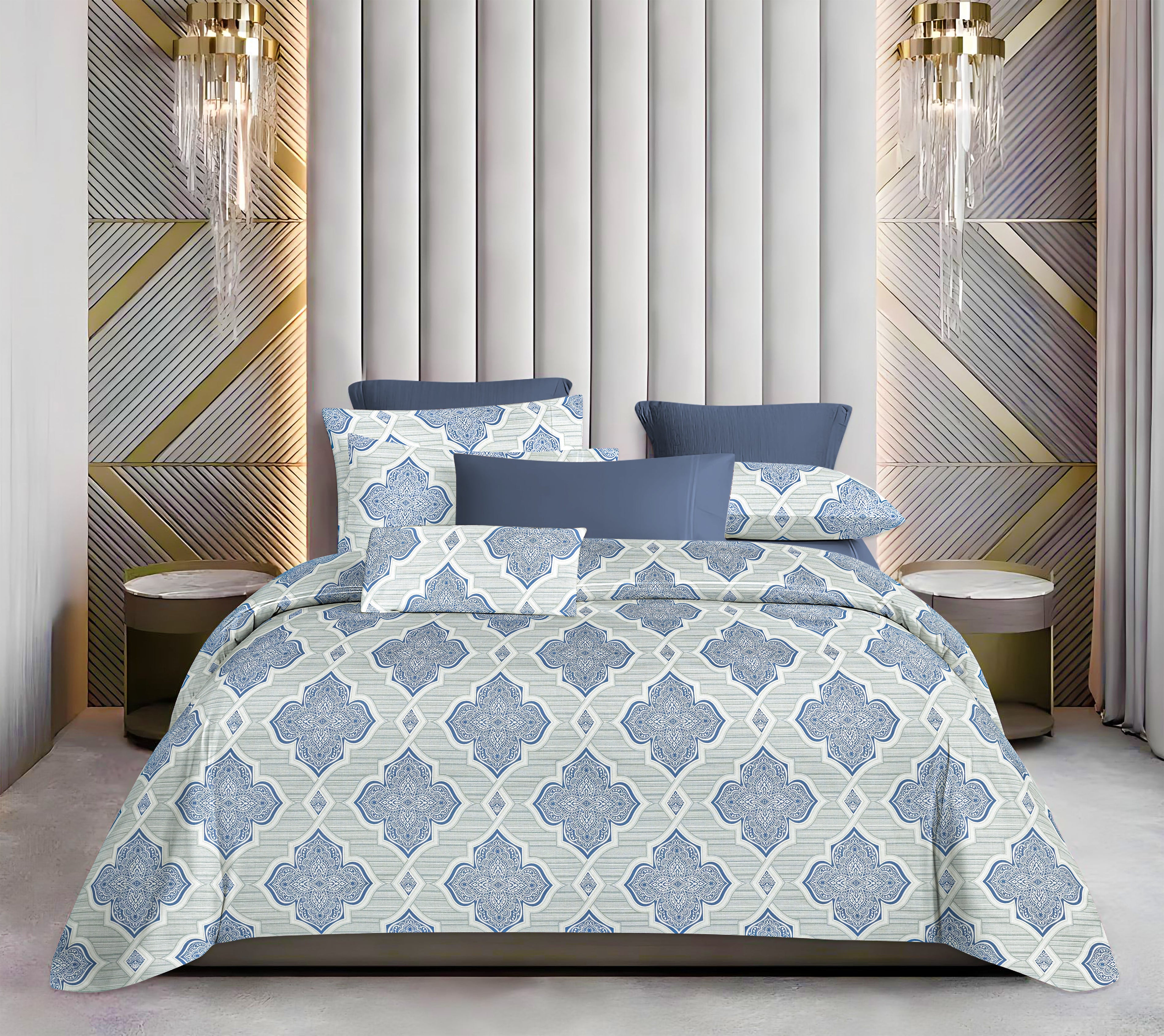 Cotton Queen Size Bedsheet Set - 144 TC (2.30 x 2.50m) with 2 Pillow Covers