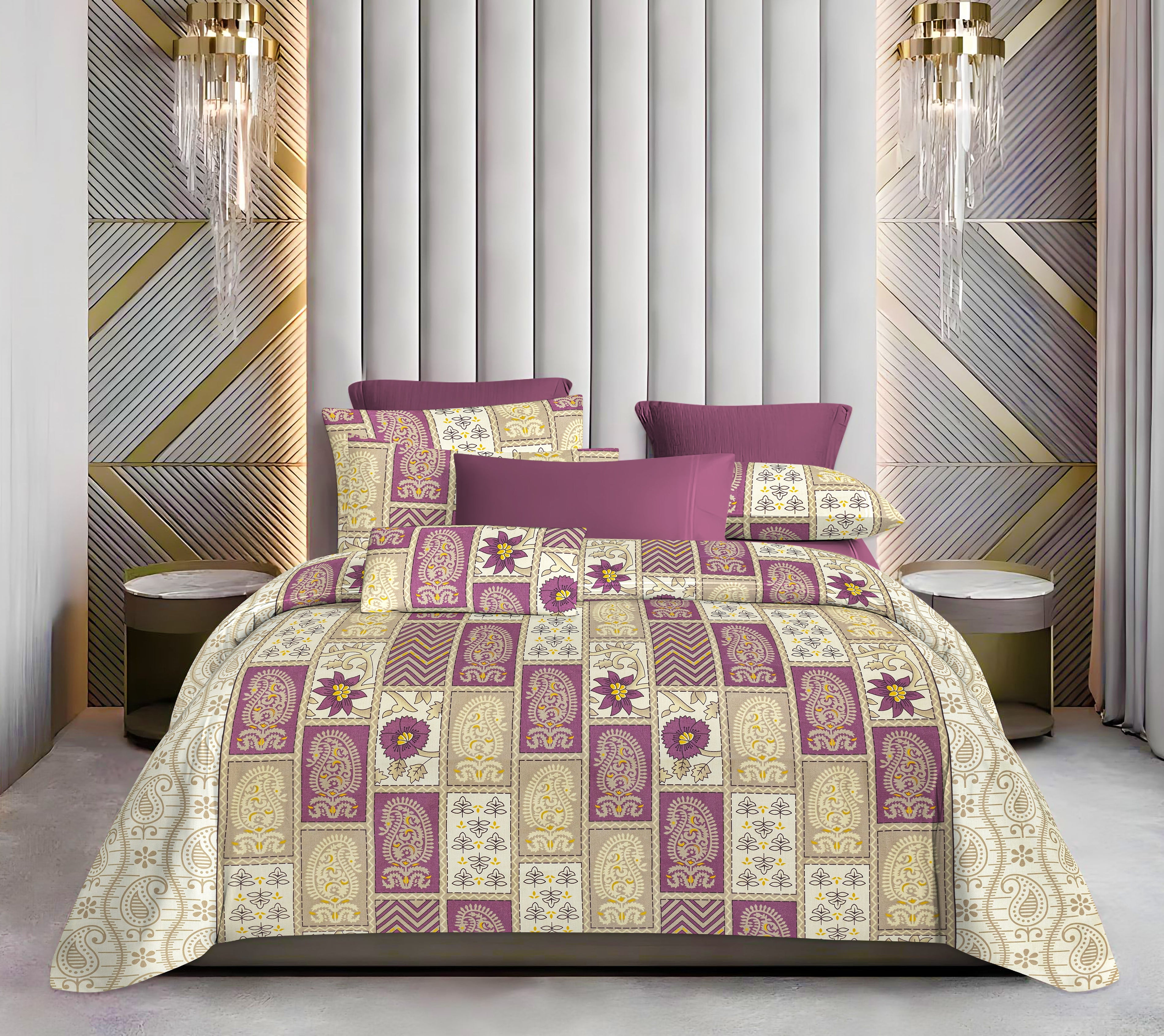 Cotton Queen Size Bedsheet Set - 144 TC (2.30 x 2.50m) with 2 Pillow Covers