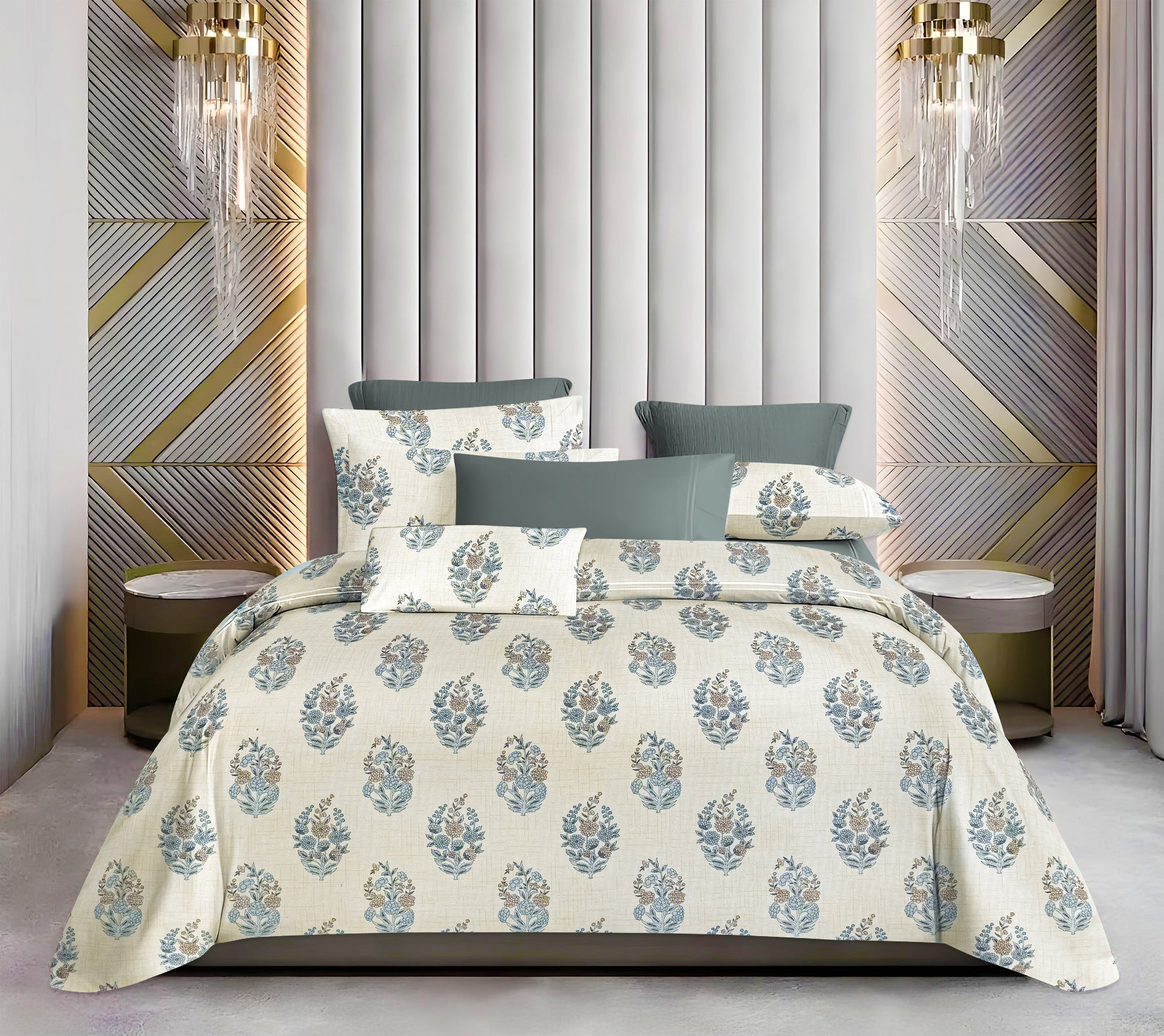Cotton Queen Size Bedsheet Set - 144 TC (2.30 x 2.50m) with 2 Pillow Covers