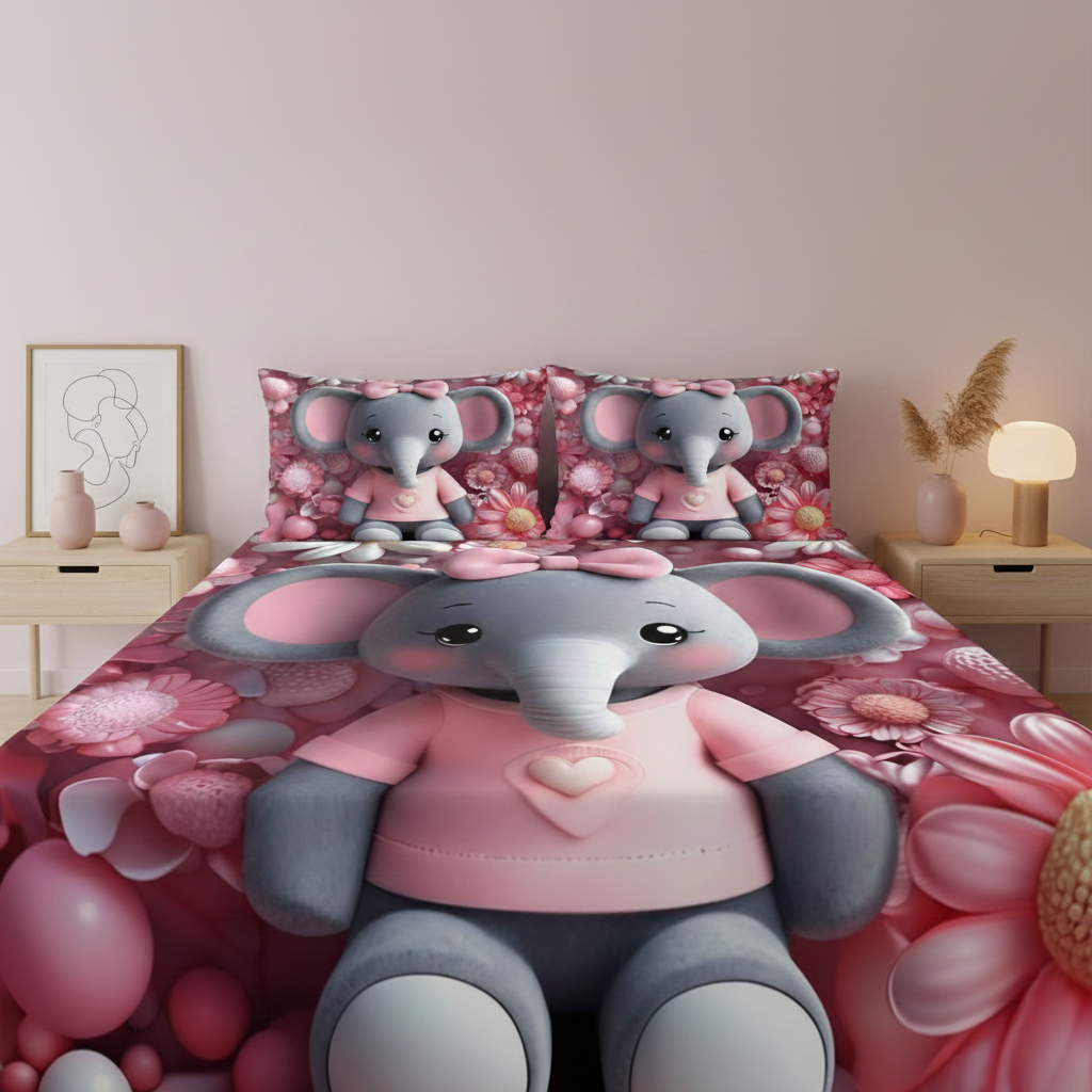 11D Ultra HD Printed Microfiber Bedsheet Set with 2 Pillow Covers