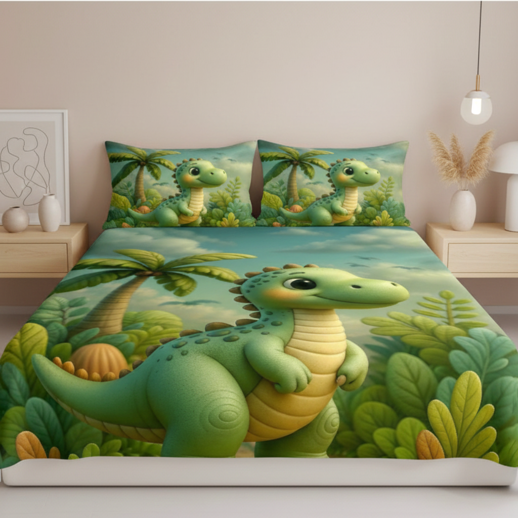 11D Ultra HD Printed Microfiber Bedsheet Set with 2 Pillow Covers