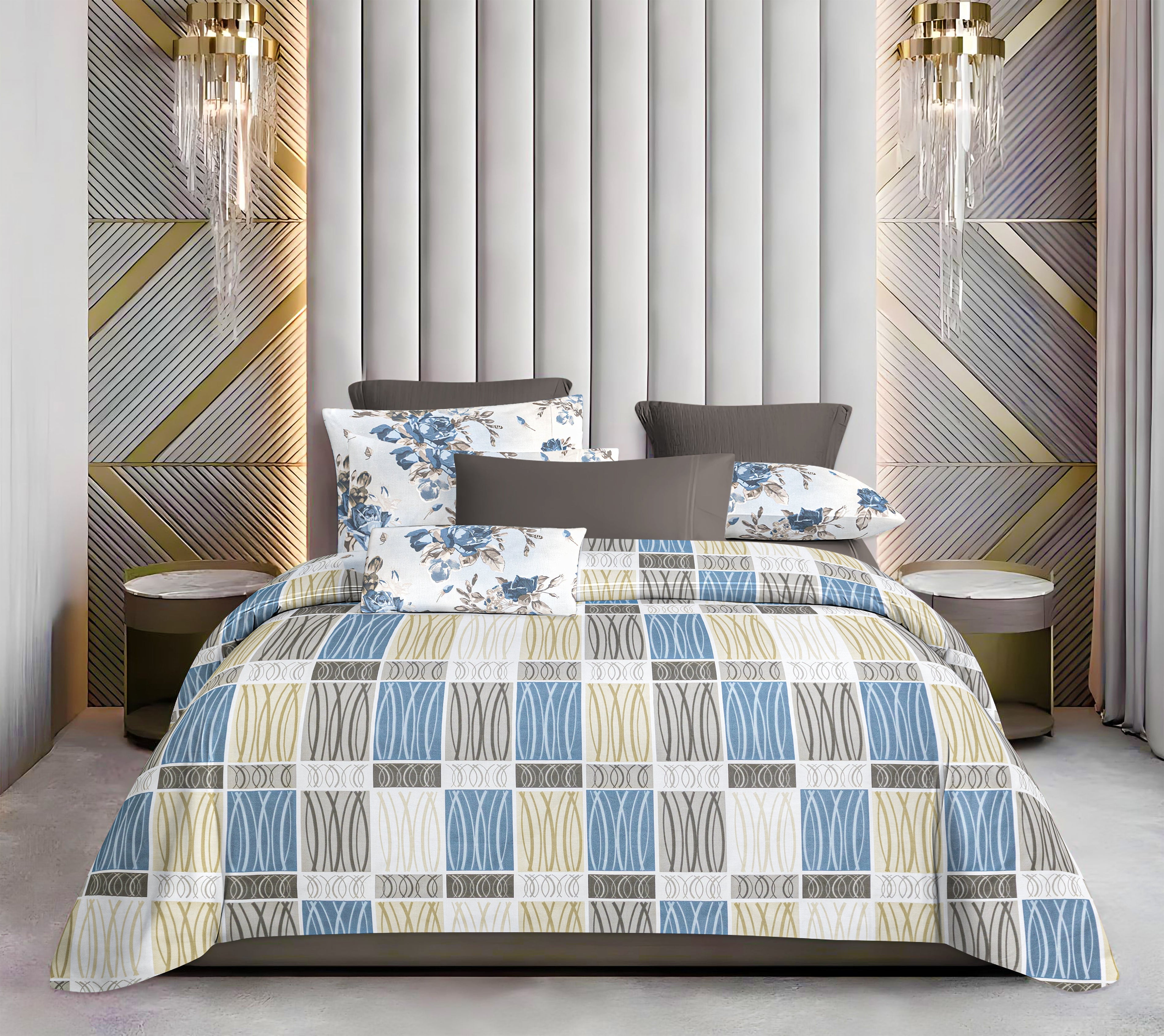 Luxurious King Size Cotton Bedsheet Set – 144 TC (1 Bedsheet + 2 Pillow Covers)