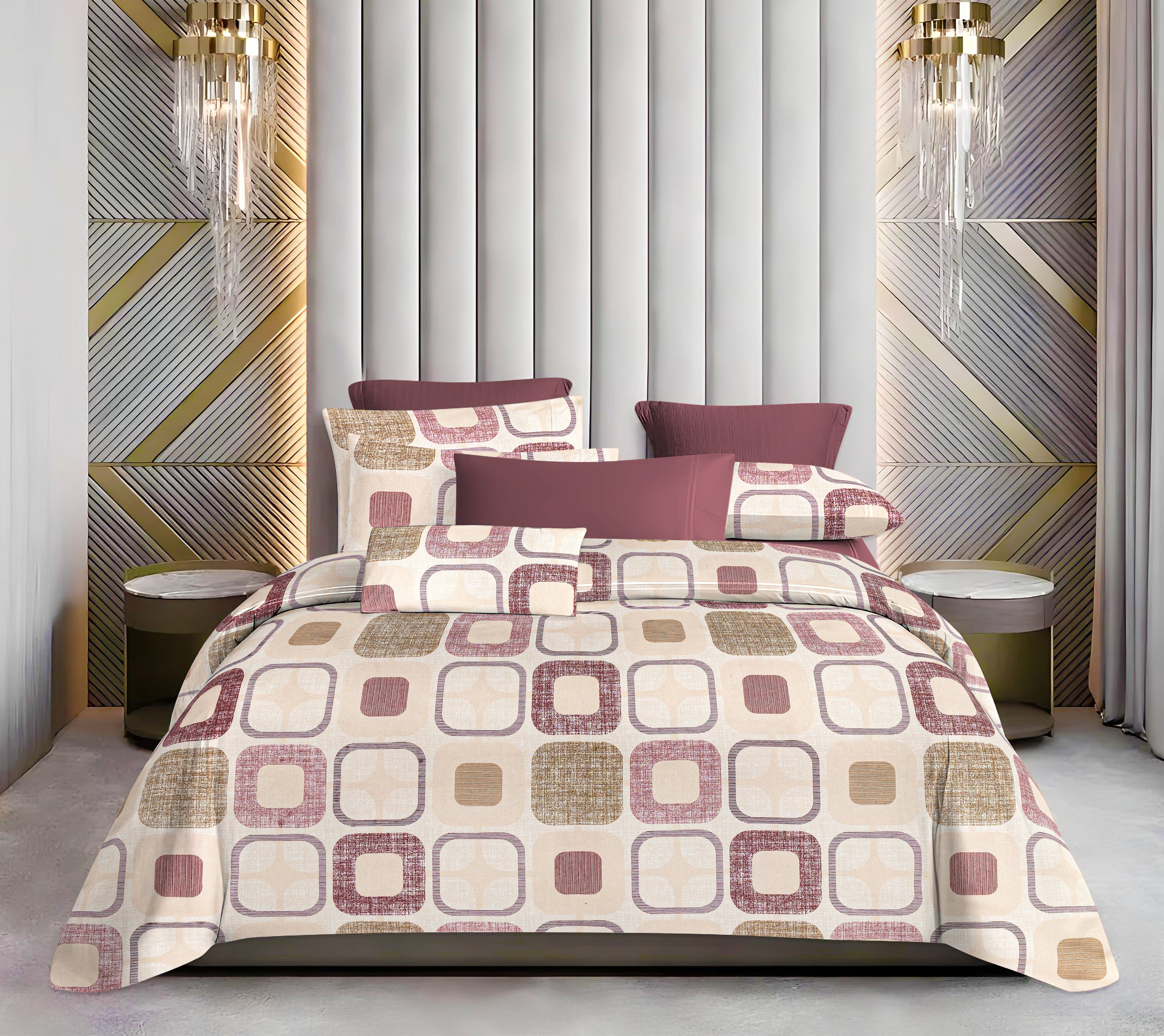 Luxurious King Size Cotton Bedsheet Set – 144 TC (1 Bedsheet + 2 Pillow Covers)