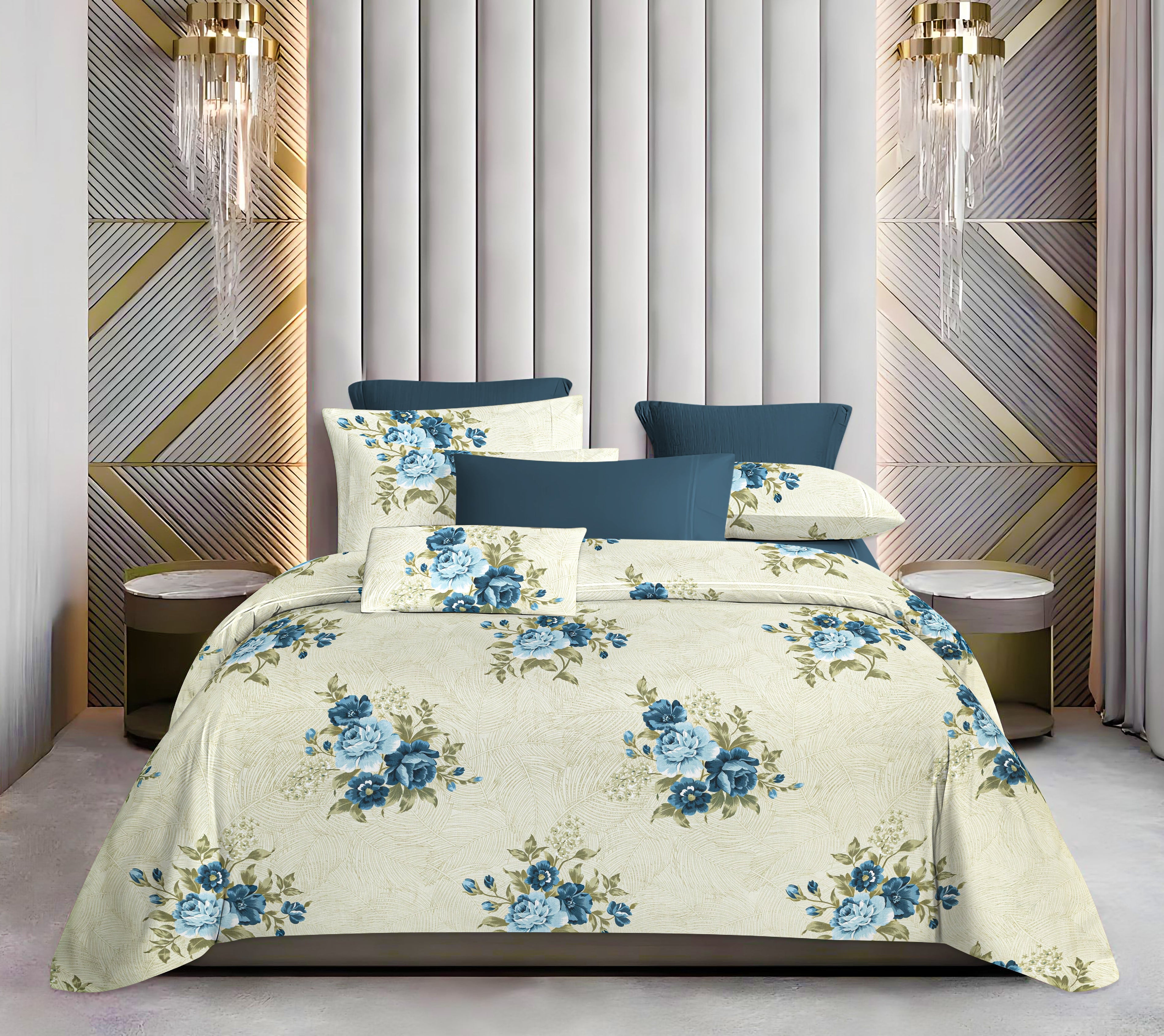 Luxurious King Size Cotton Bedsheet Set – 144 TC (1 Bedsheet + 2 Pillow Covers)