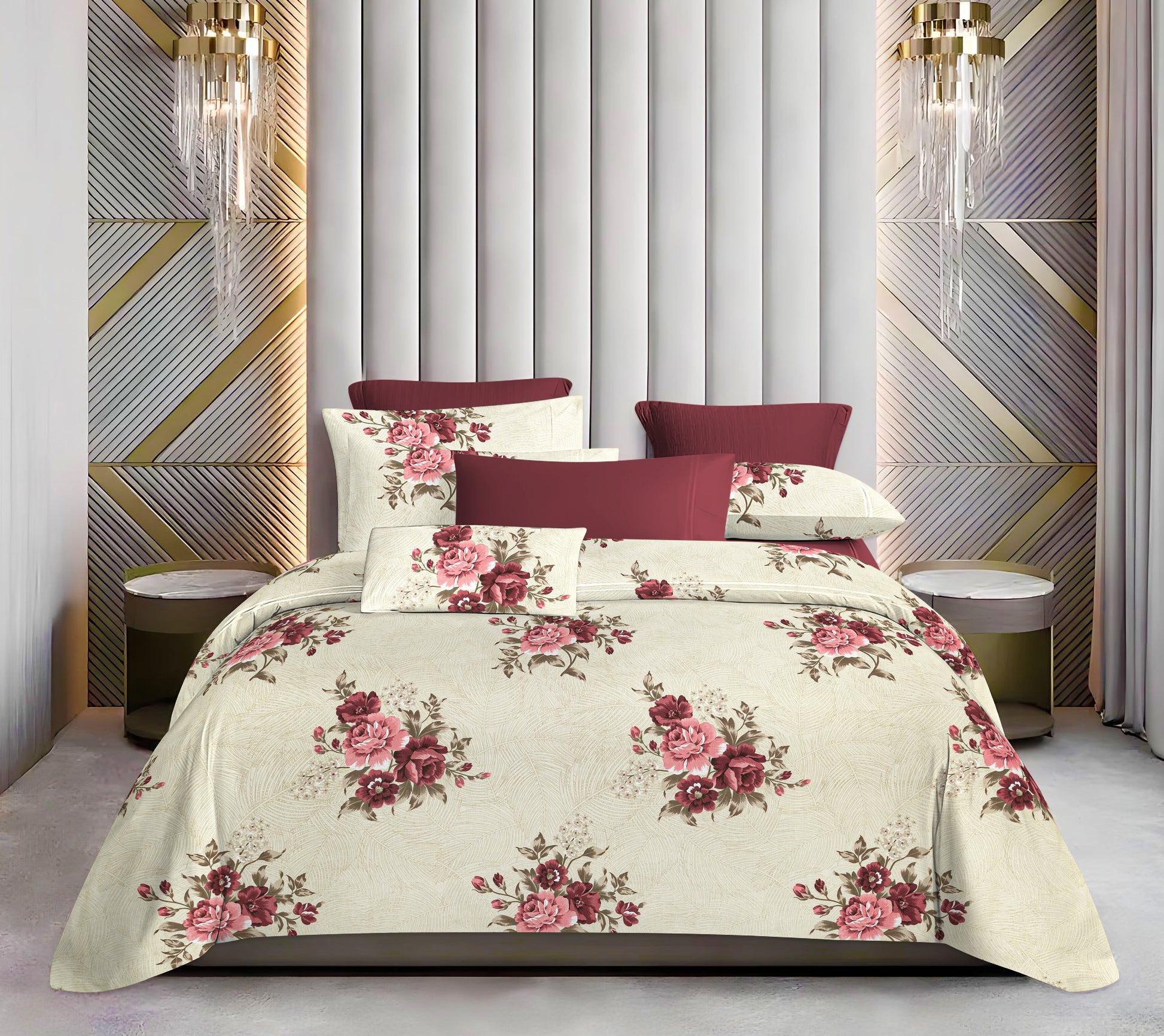 Luxurious King Size Cotton Bedsheet Set – 144 TC (1 Bedsheet + 2 Pillow Covers)