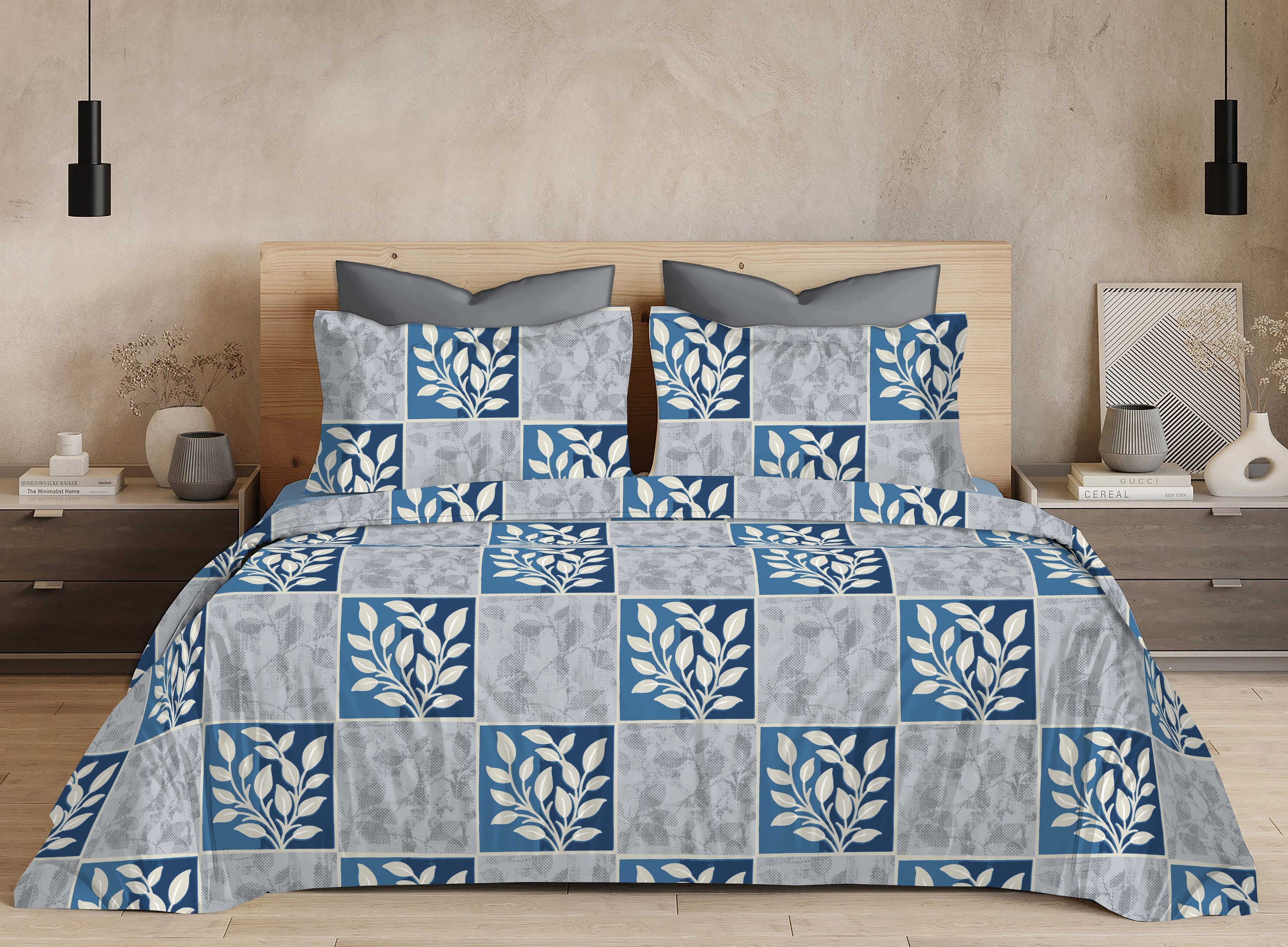 Cotton King Size Bedsheet Set – 120 TC (2.75x2.75m) with 2 Pillow Covers