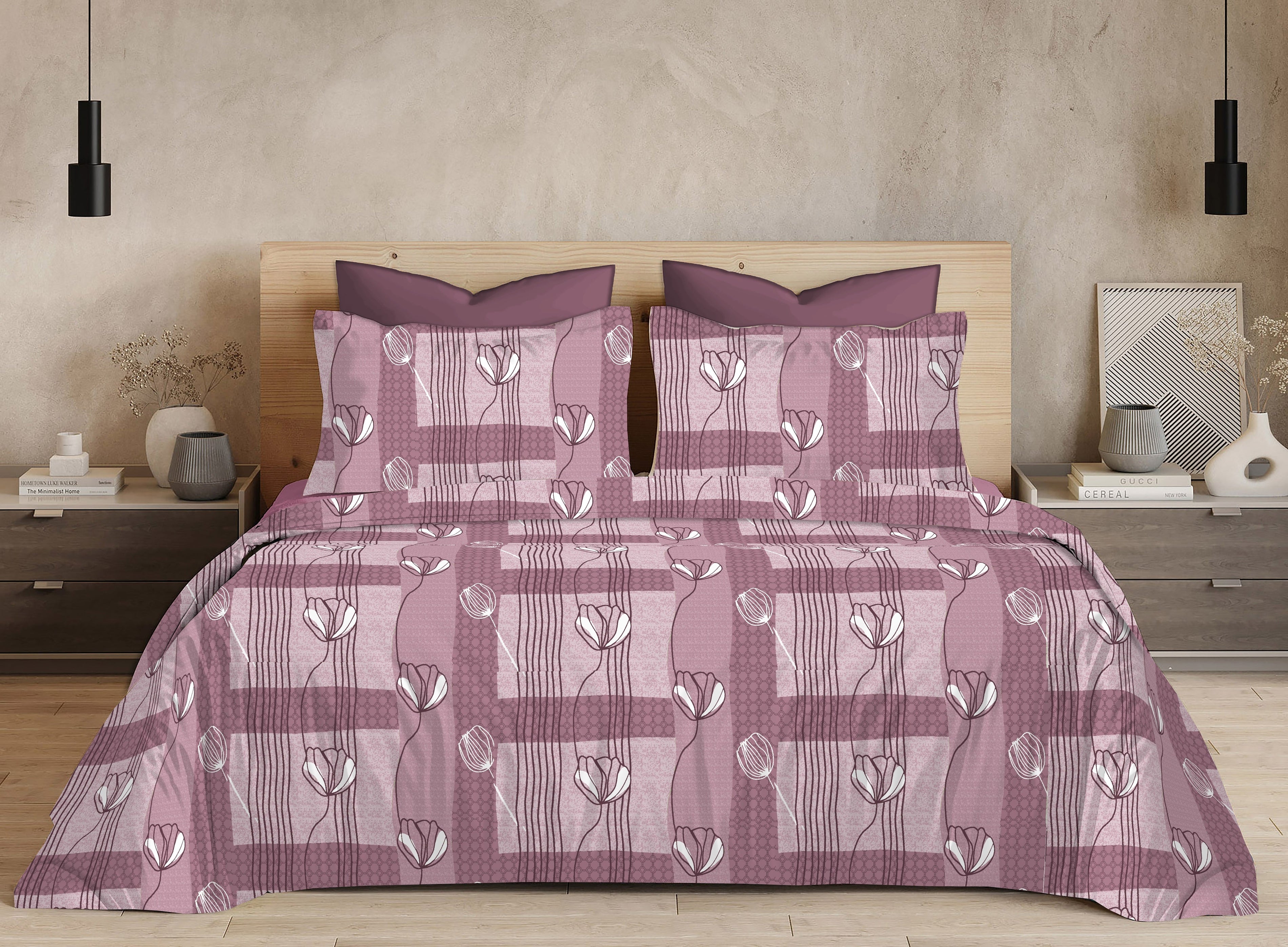 Cotton King Size Bedsheet Set – 120 TC (2.75x2.75m) with 2 Pillow Covers
