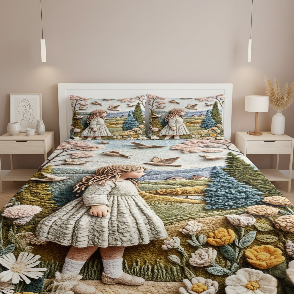 7D Ultra HD Printed Microfiber Bedsheet Set with 2 Pillow Covers