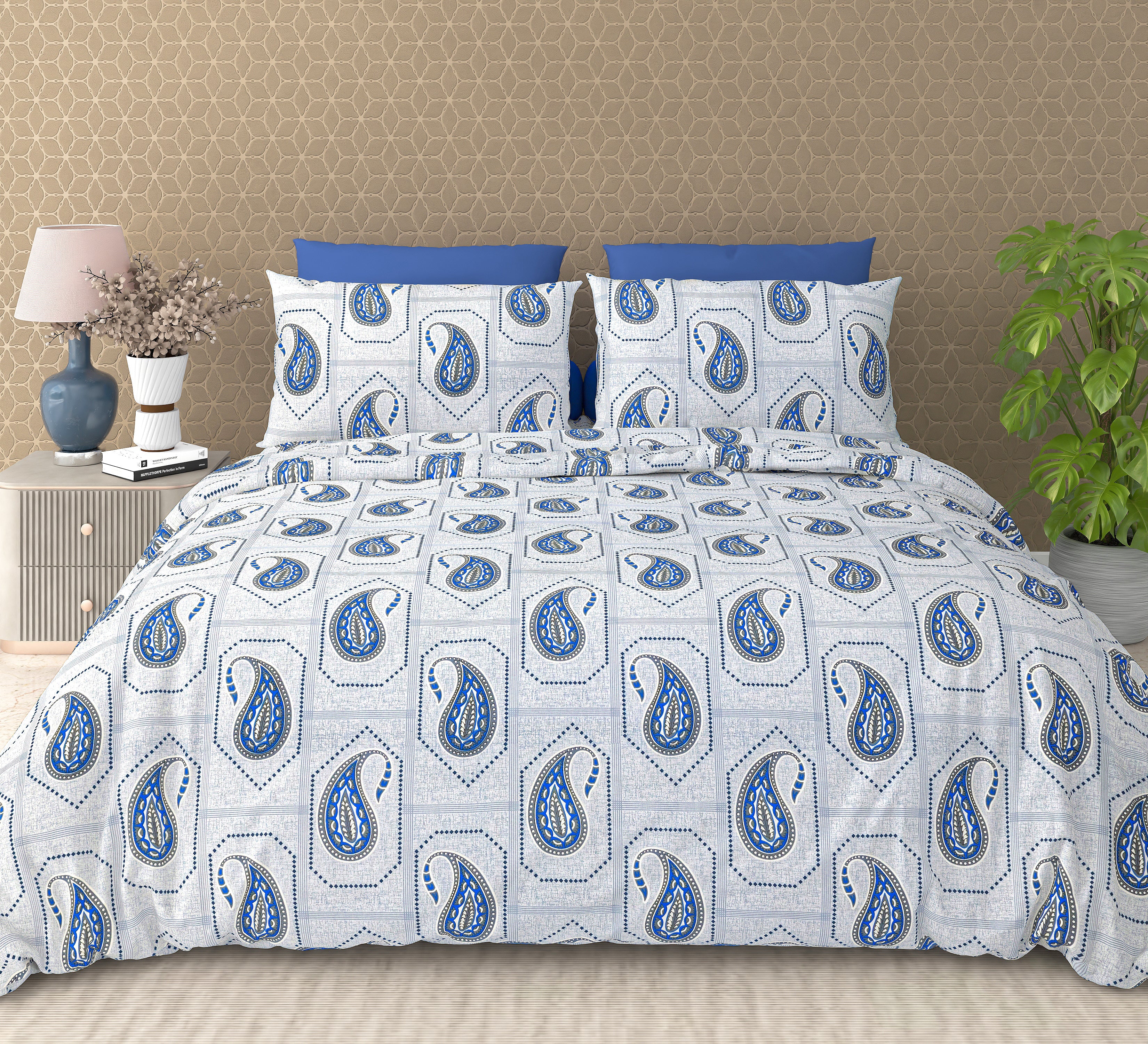 Cotton King Size Bedsheet Set – 120 TC (2.75x2.75m) with 2 Pillow Covers