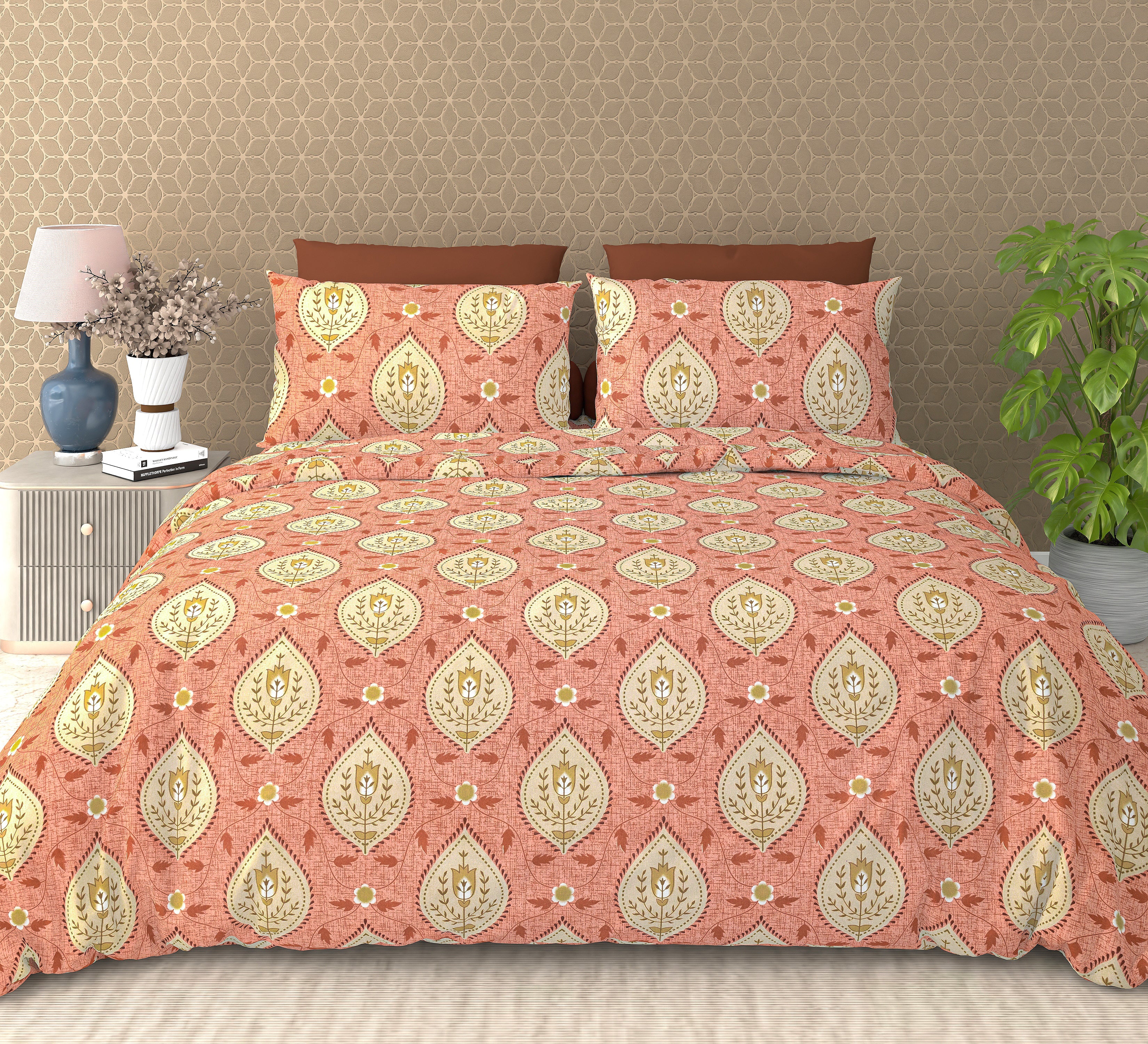 Cotton King Size Bedsheet Set – 120 TC (2.75x2.75m) with 2 Pillow Covers