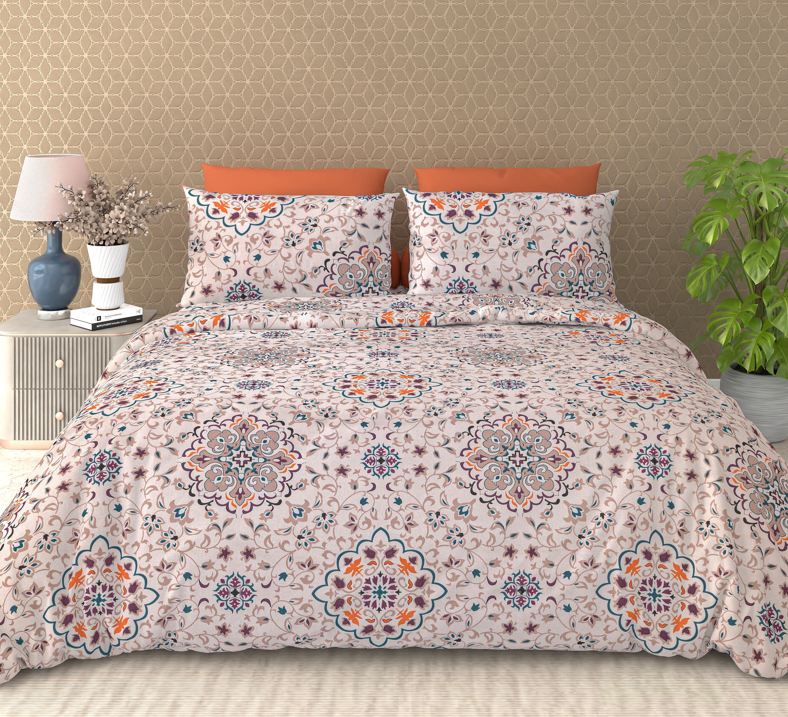 Cotton King Size Bedsheet Set – 120 TC (2.75x2.75m) with 2 Pillow Covers