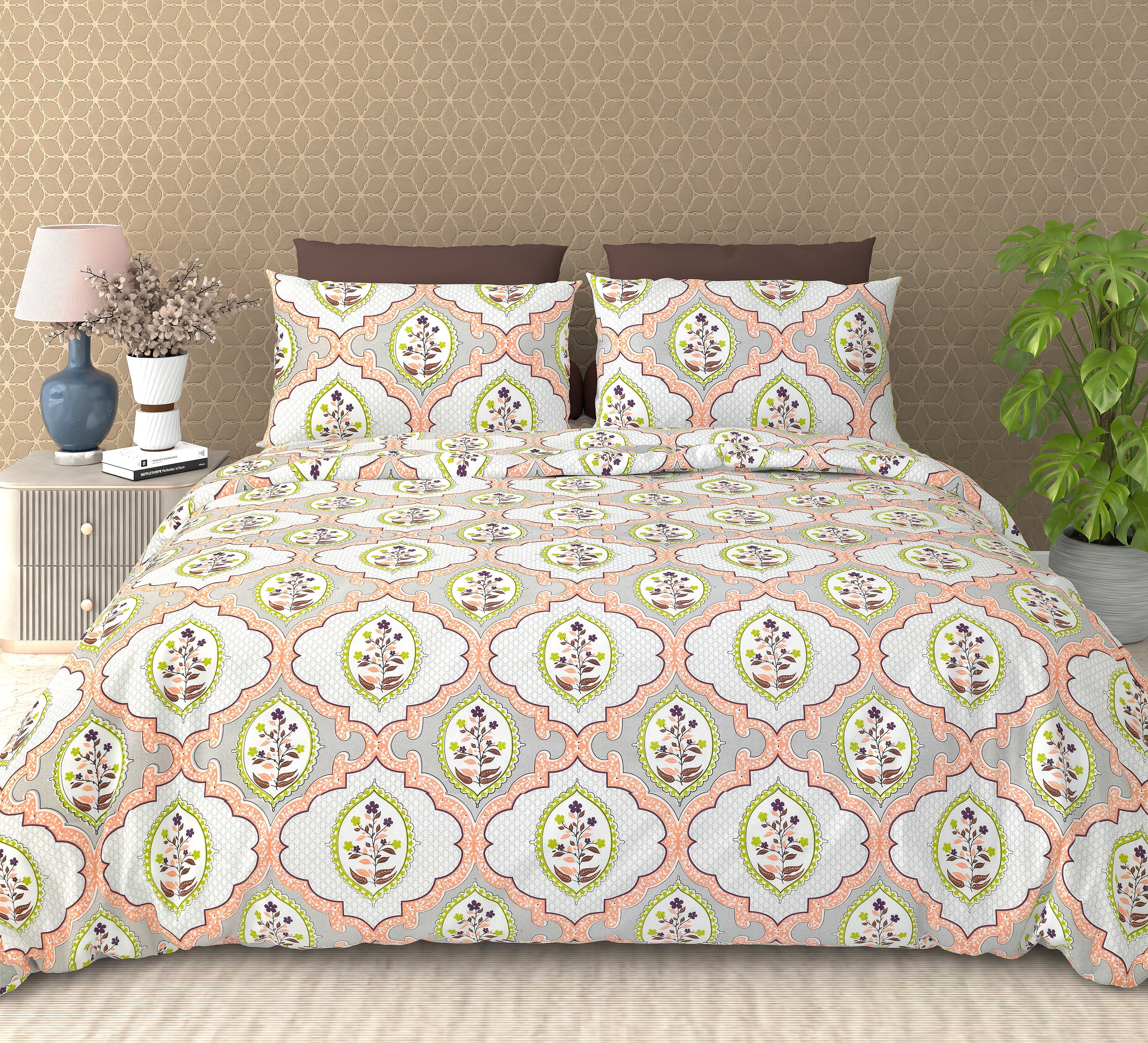 Cotton King Size Bedsheet Set – 120 TC (2.75x2.75m) with 2 Pillow Covers