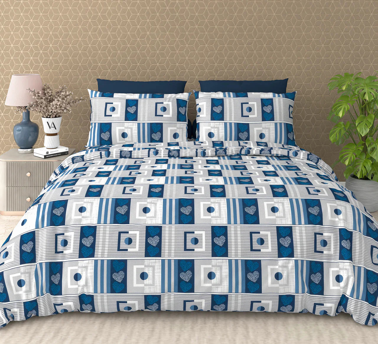 Cotton King Size Bedsheet Set – 120 TC (2.75x2.75m) with 2 Pillow Covers