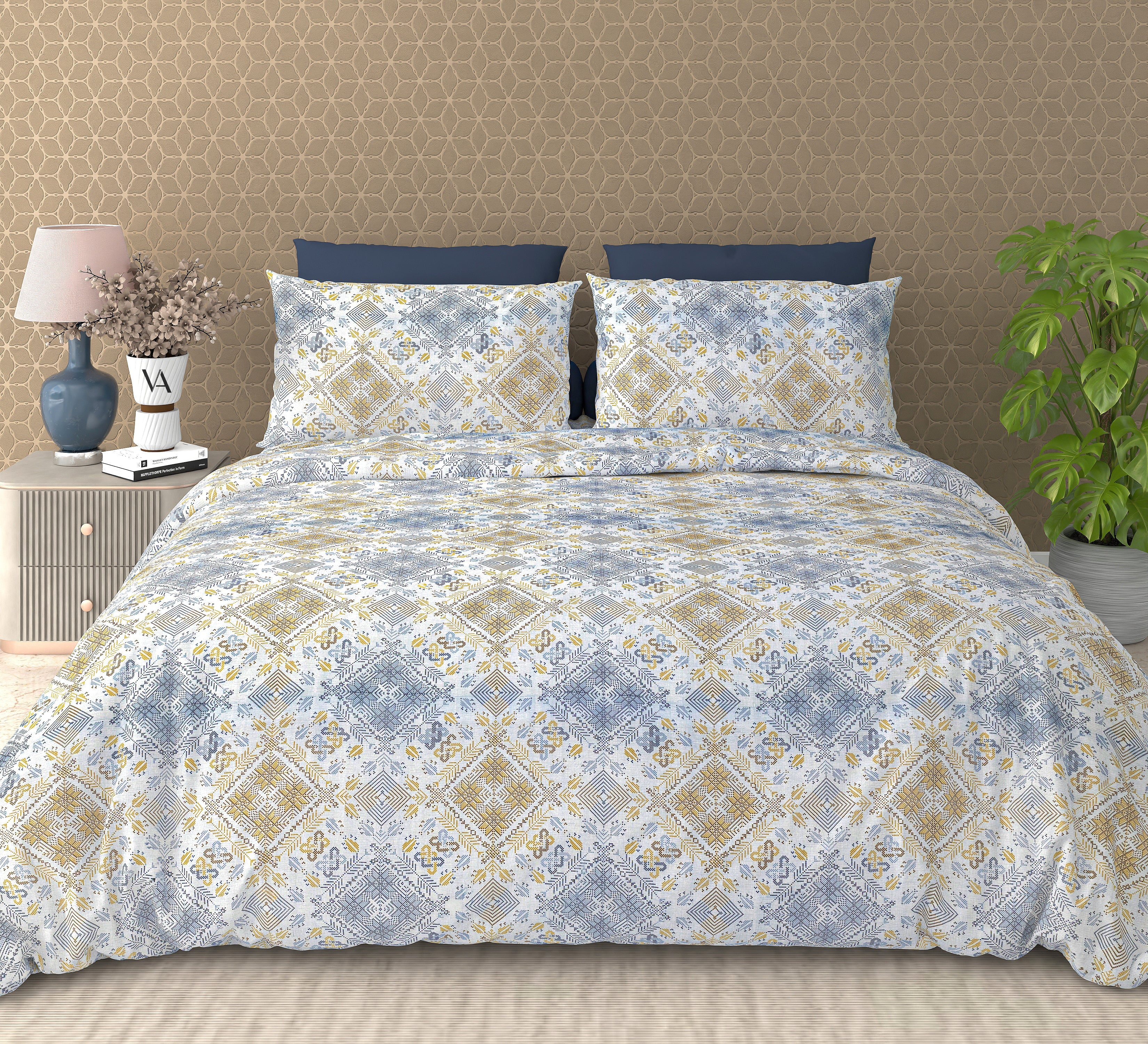 Cotton King Size Bedsheet Set – 120 TC (2.75x2.75m) with 2 Pillow Covers