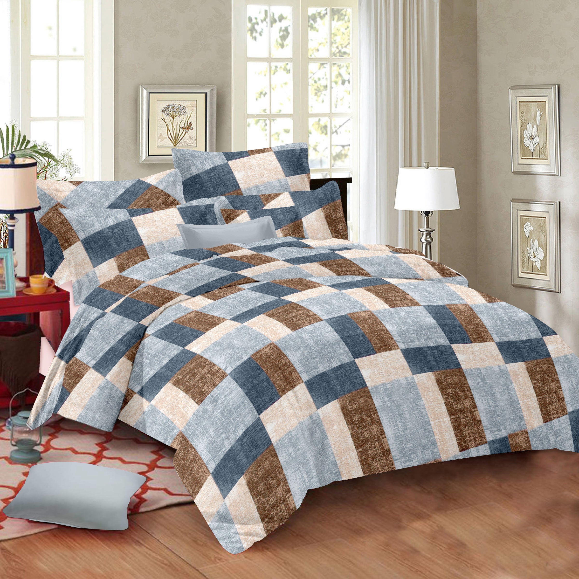 Cotton King Size Bedsheet Set - 144 TC (2.75x2.75m) with 2 Pillow Covers