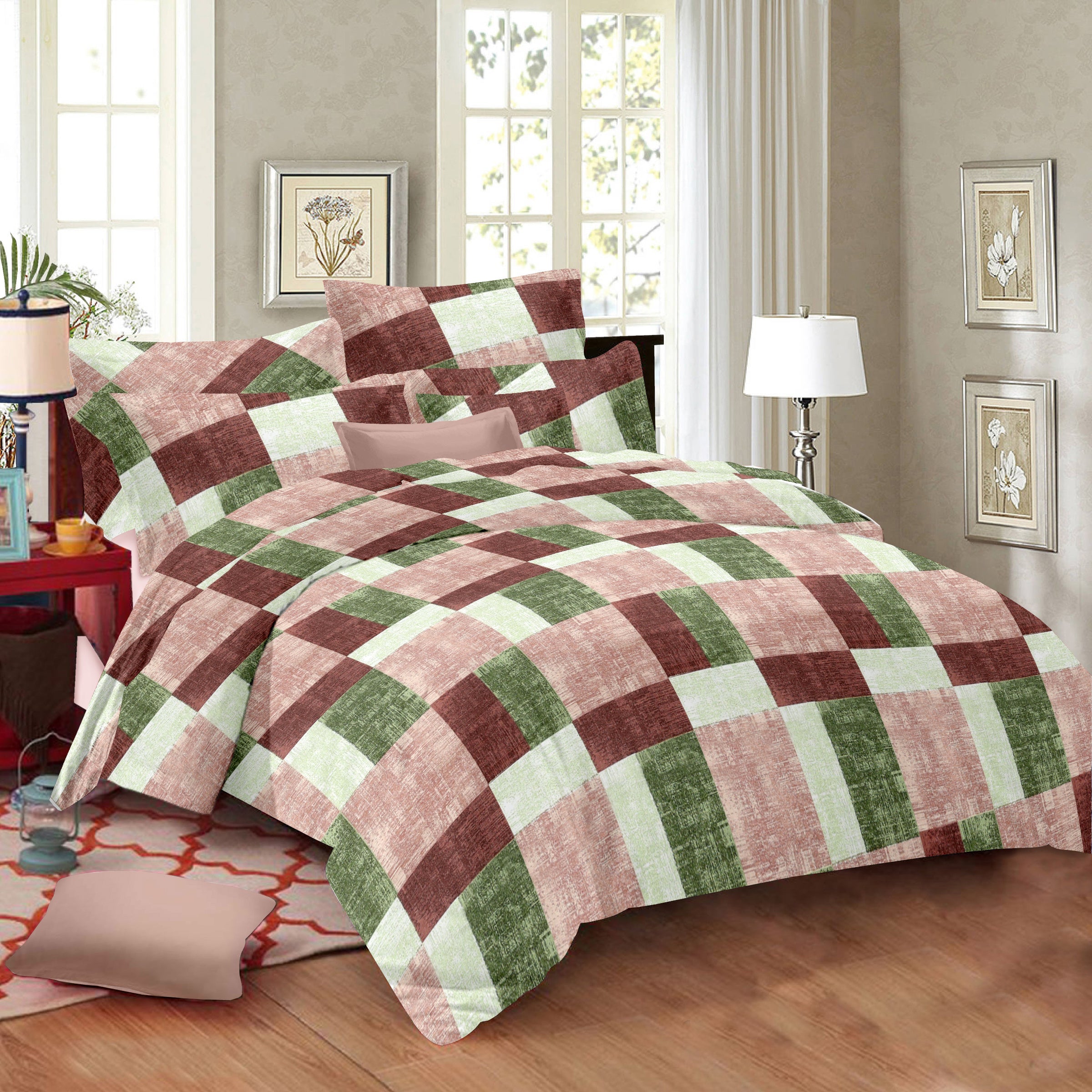 Cotton King Size Bedsheet Set - 144 TC (2.75x2.75m) with 2 Pillow Covers