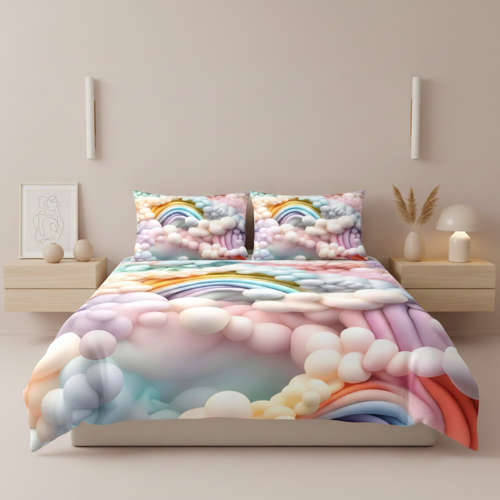 7D Ultra HD Printed Microfiber Bedsheet Set with 2 Pillow Covers