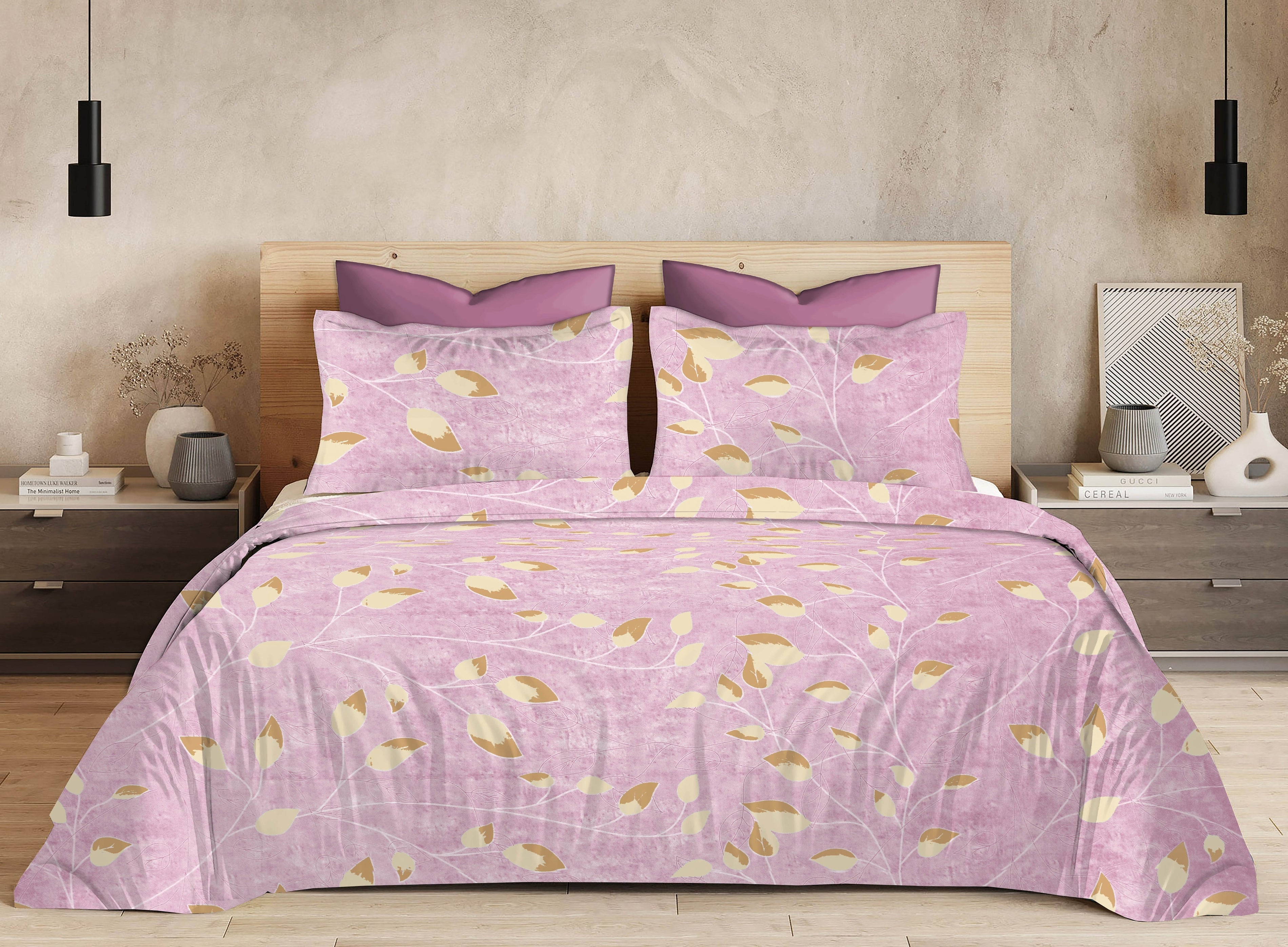 Cotton King Size Bedsheet Set - 144 TC (2.75x2.75m) with 2 Pillow Covers
