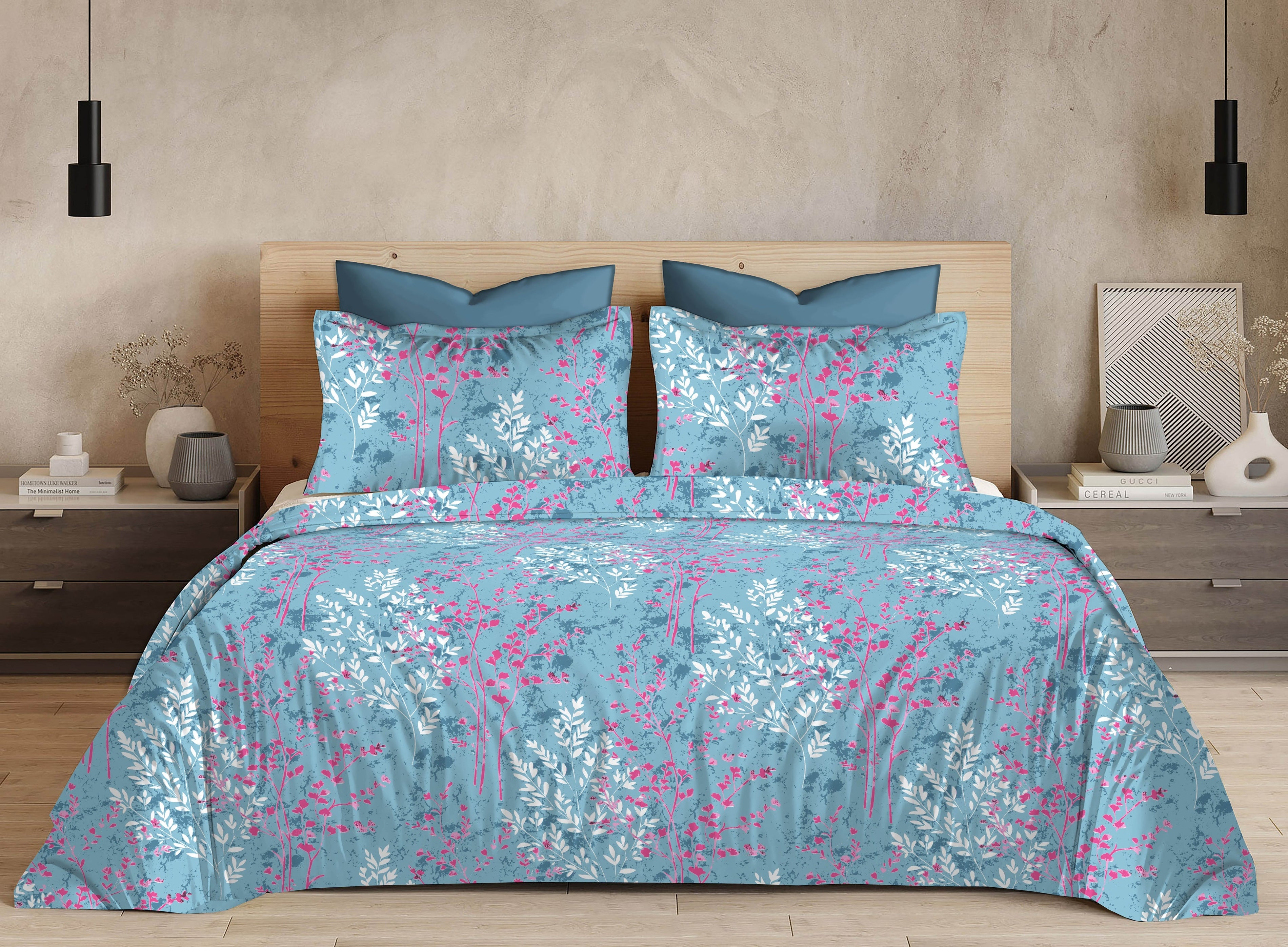 Cotton King Size Bedsheet Set - 144 TC (2.75x2.75m) with 2 Pillow Covers