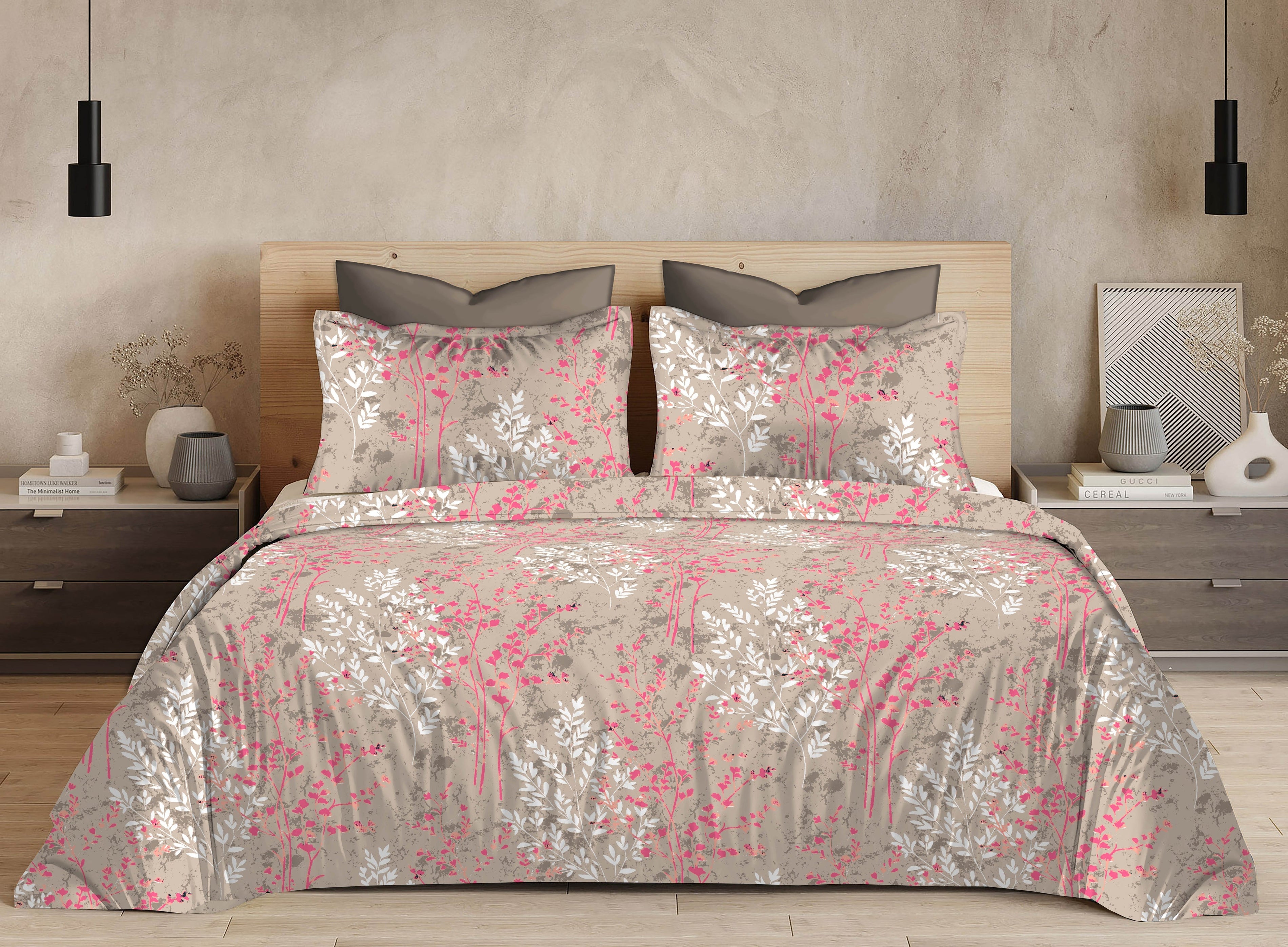 Cotton King Size Bedsheet Set - 144 TC (2.75x2.75m) with 2 Pillow Covers