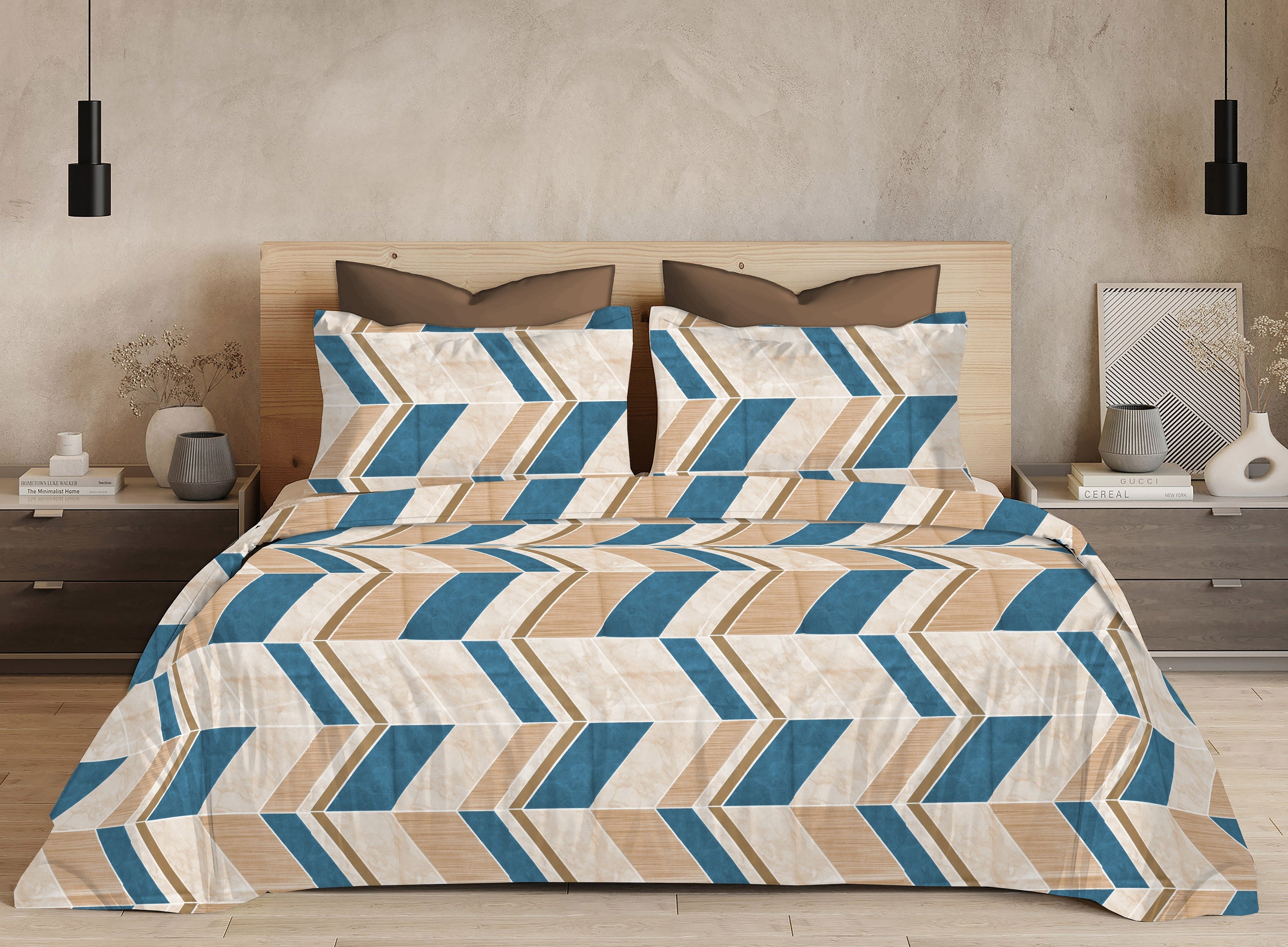 Cotton King Size Bedsheet Set - 144 TC (2.75x2.75m) with 2 Pillow Covers