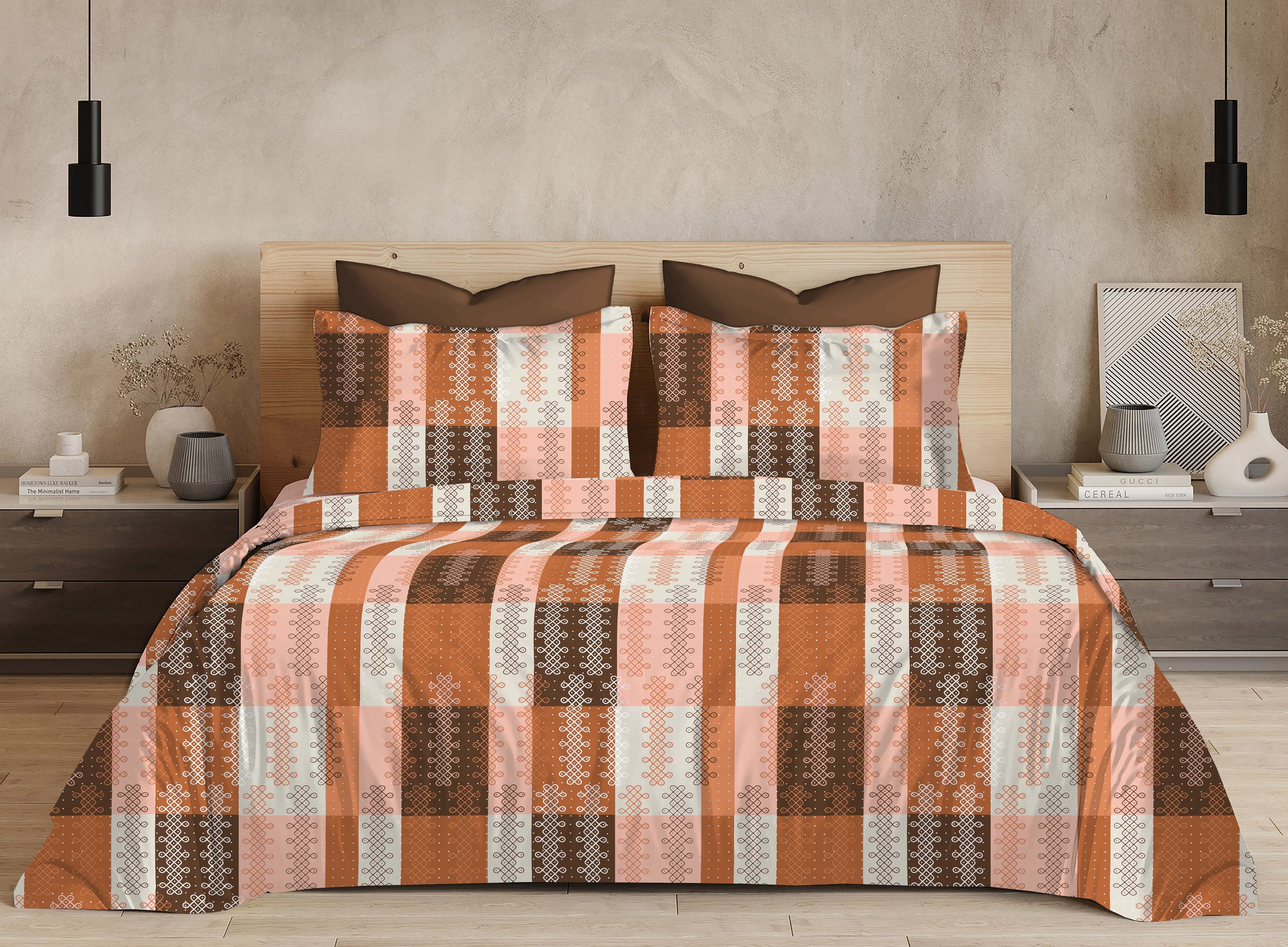 Cotton King Size Bedsheet Set - 144 TC (2.75x2.75m) with 2 Pillow Covers
