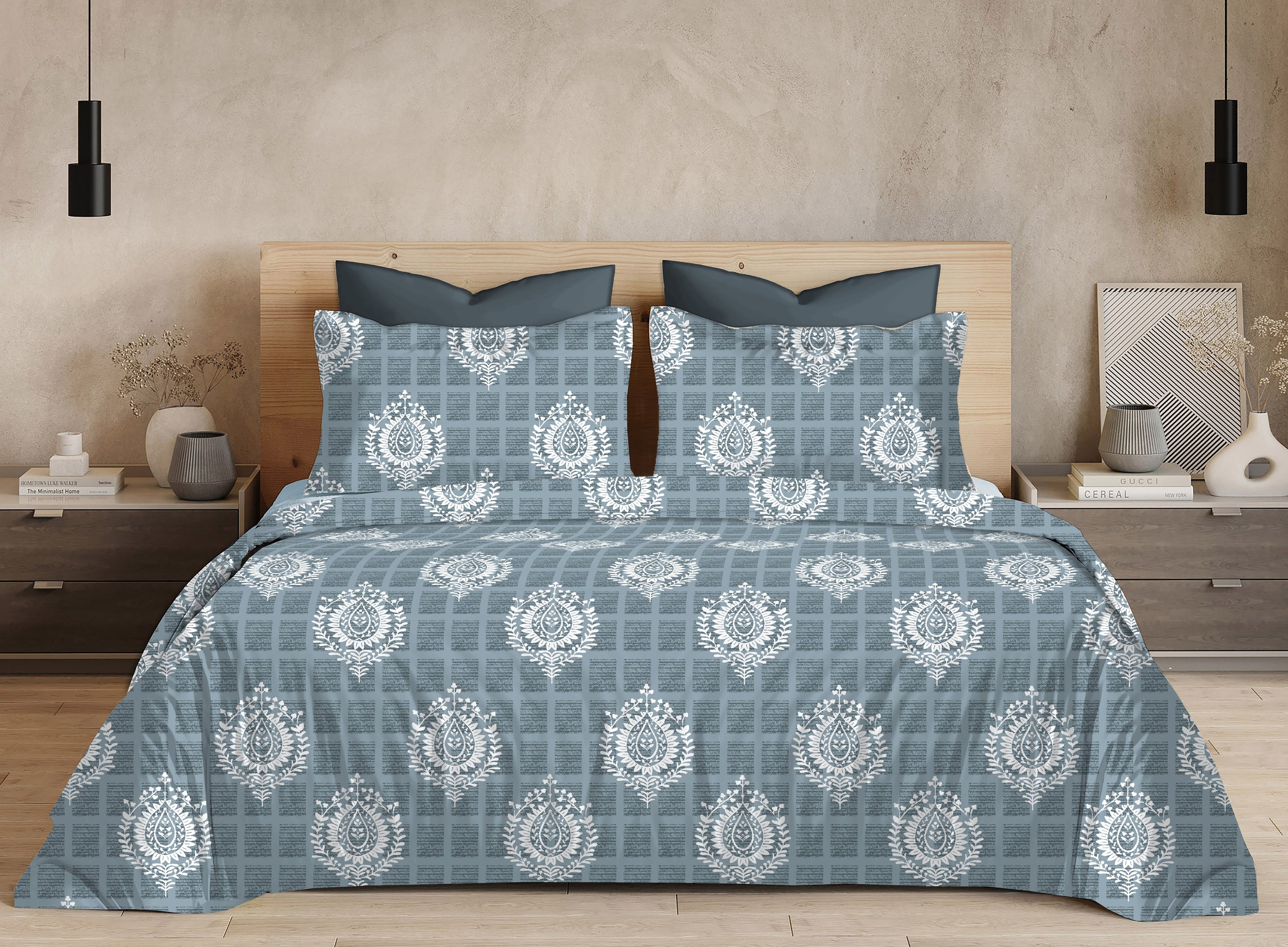 Cotton King Size Bedsheet Set - 144 TC (2.75x2.75m) with 2 Pillow Covers