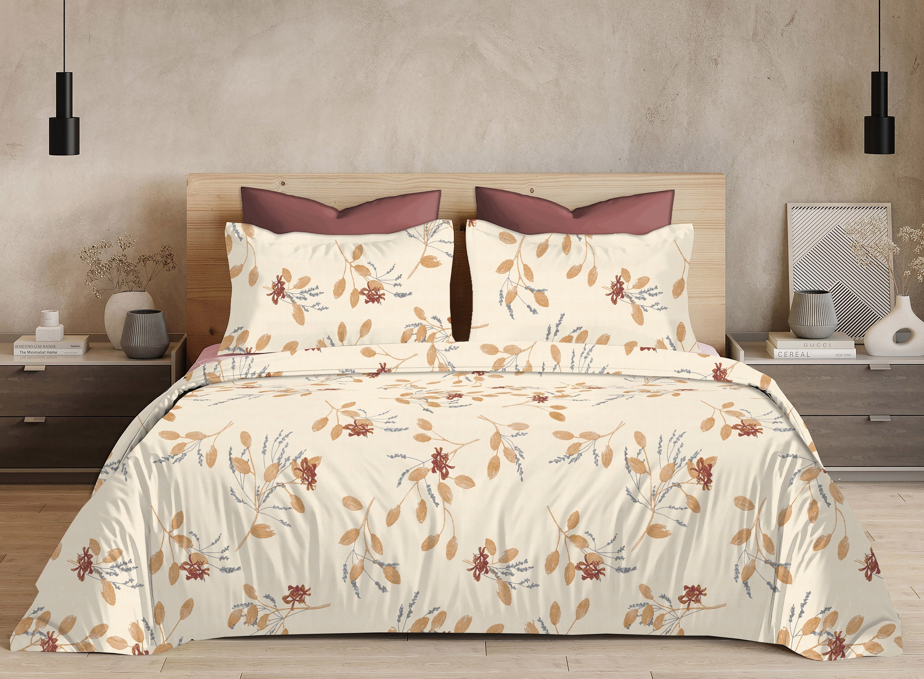 Cotton King Size Bedsheet Set - 144 TC (2.75x2.75m) with 2 Pillow Covers