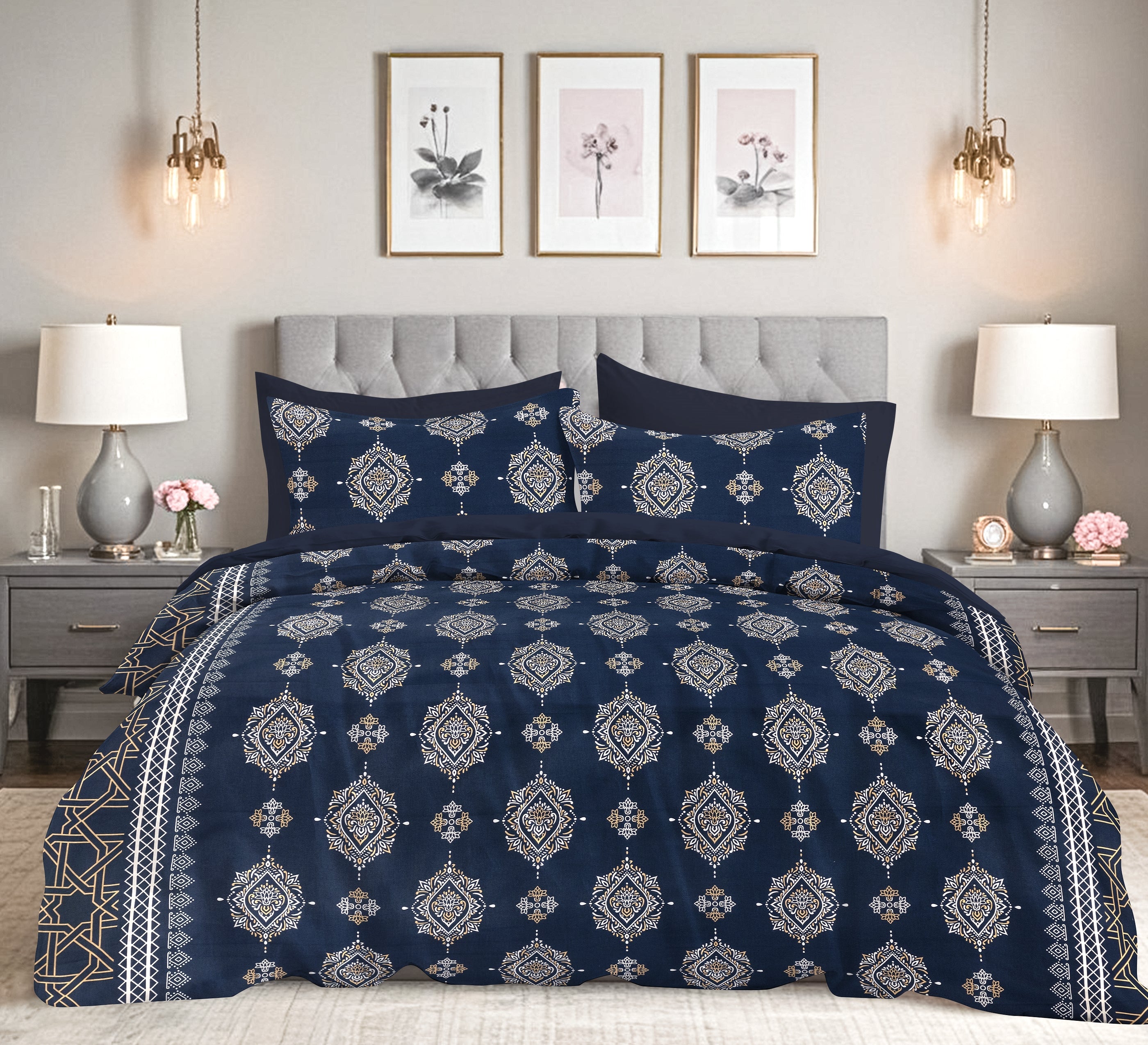 Cotton King Size Bedsheet Set - 180 TC (2.75 x 2.75m) with 2 Pillow Covers