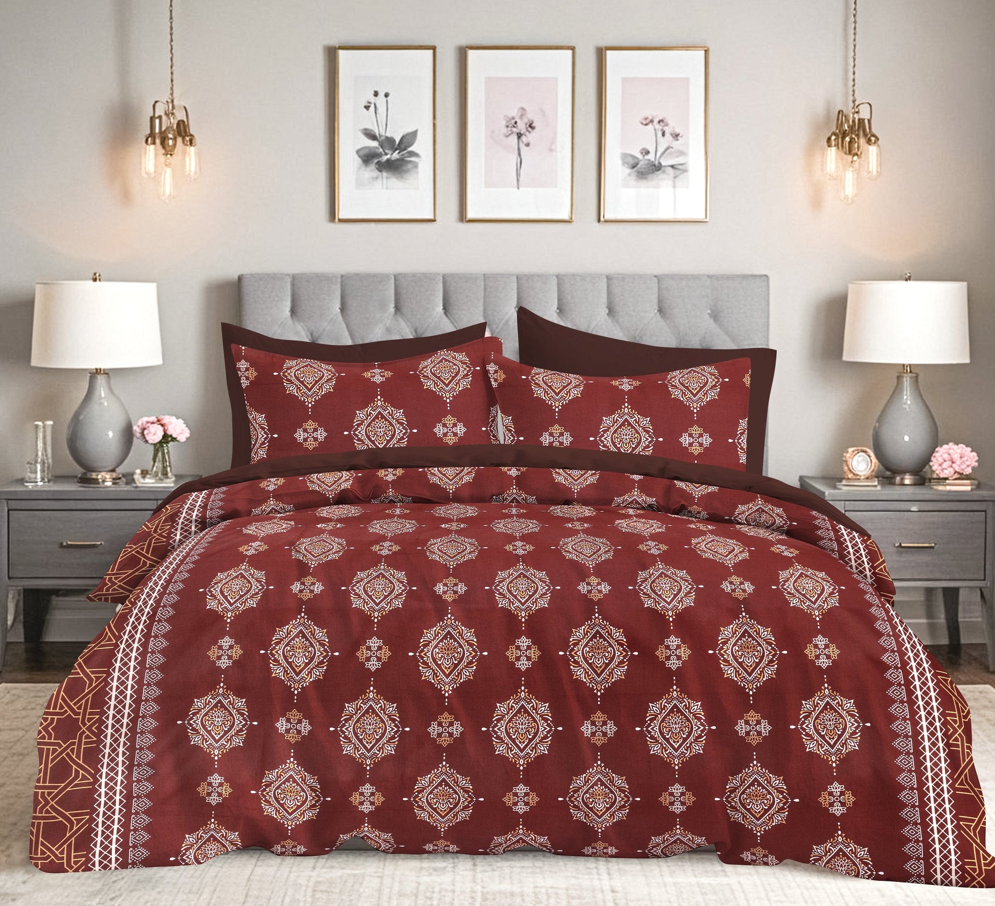 Cotton King Size Bedsheet Set - 180 TC (2.75 x 2.75m) with 2 Pillow Covers