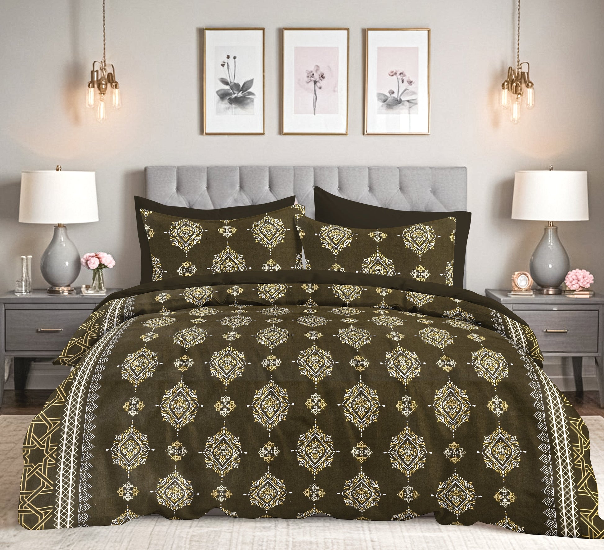 Cotton King Size Bedsheet Set - 180 TC (2.75 x 2.75m) with 2 Pillow Covers