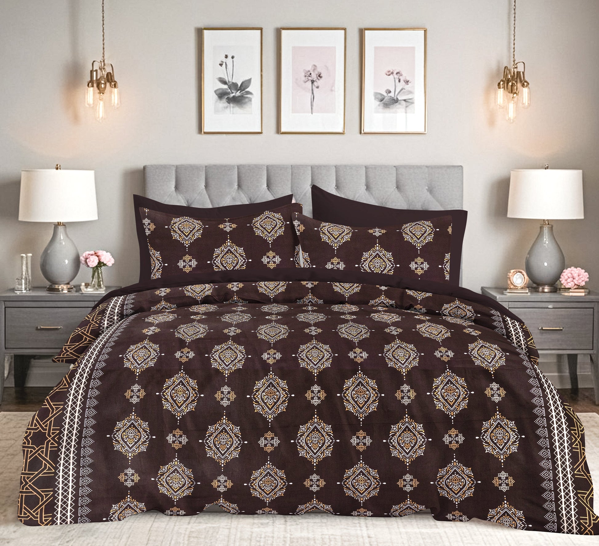 Cotton King Size Bedsheet Set - 180 TC (2.75 x 2.75m) with 2 Pillow Covers
