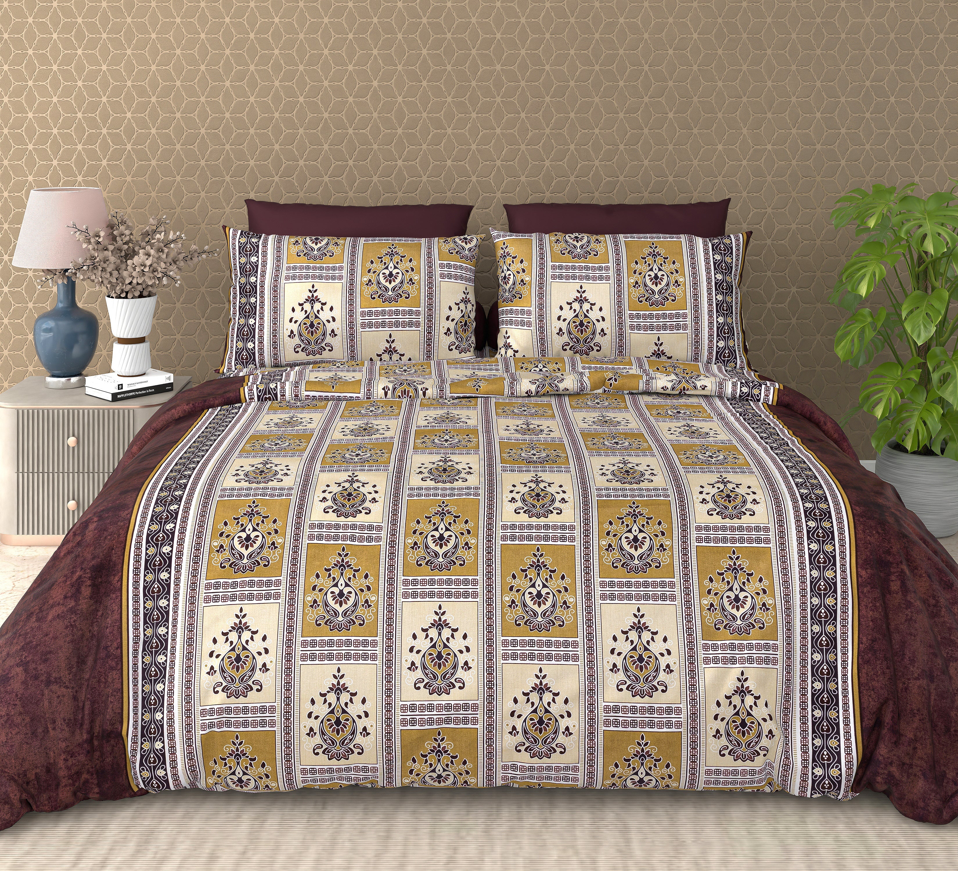 Cotton King Size Bedsheet Set - 180 TC (2.75 x 2.75m) with 2 Pillow Covers