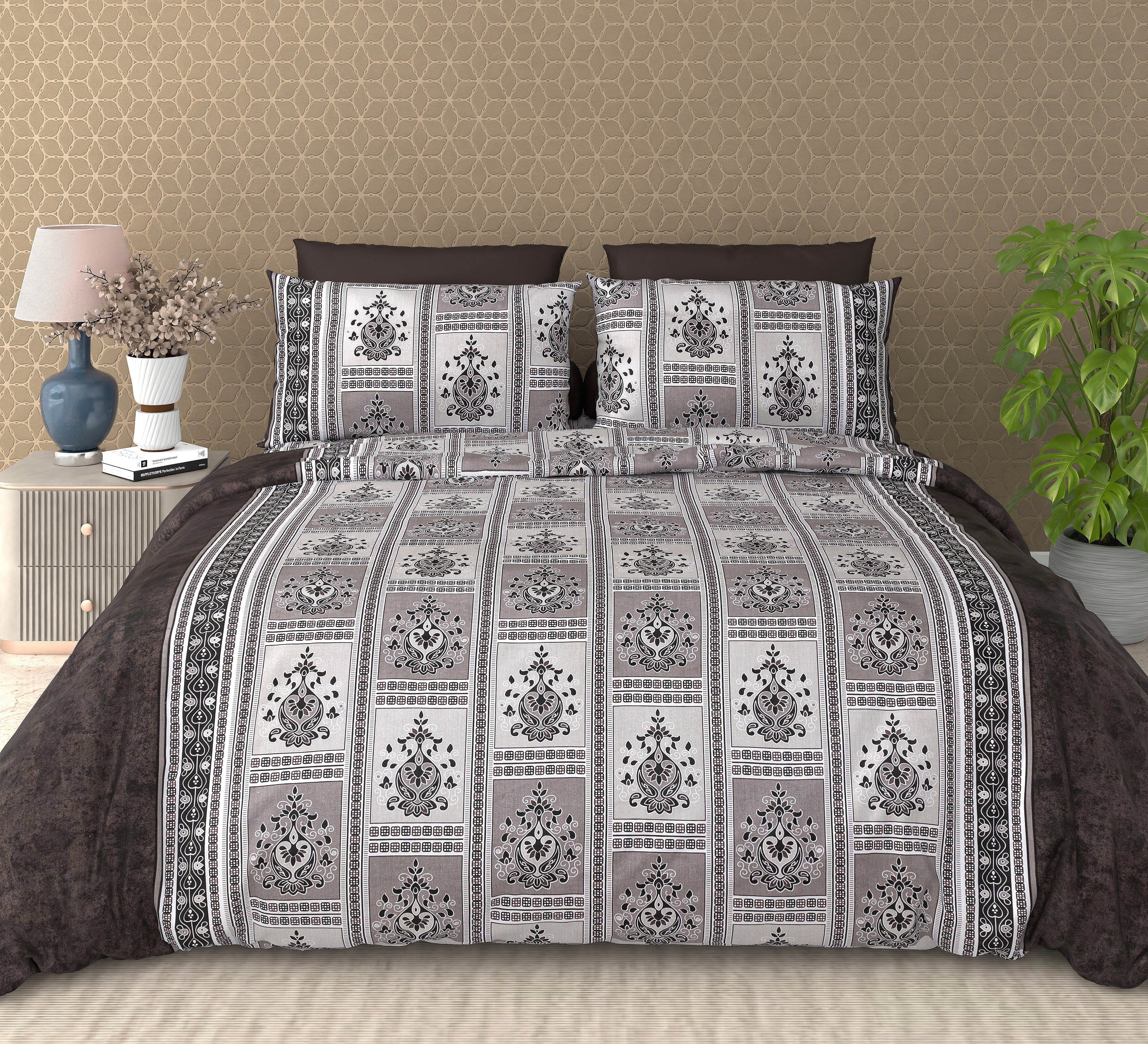 Cotton King Size Bedsheet Set - 180 TC (2.75 x 2.75m) with 2 Pillow Covers