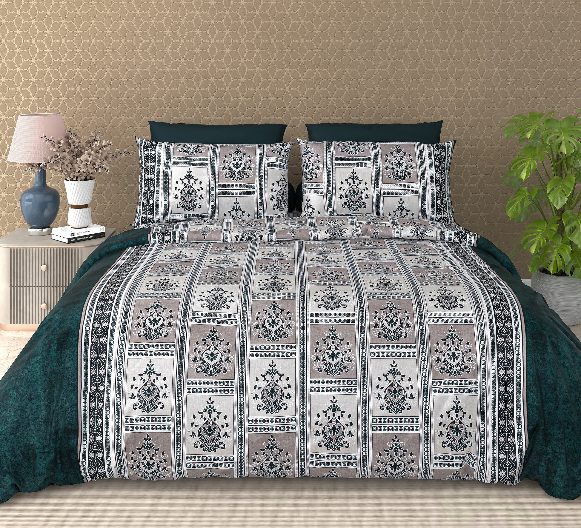 Cotton King Size Bedsheet Set - 180 TC (2.75 x 2.75m) with 2 Pillow Covers
