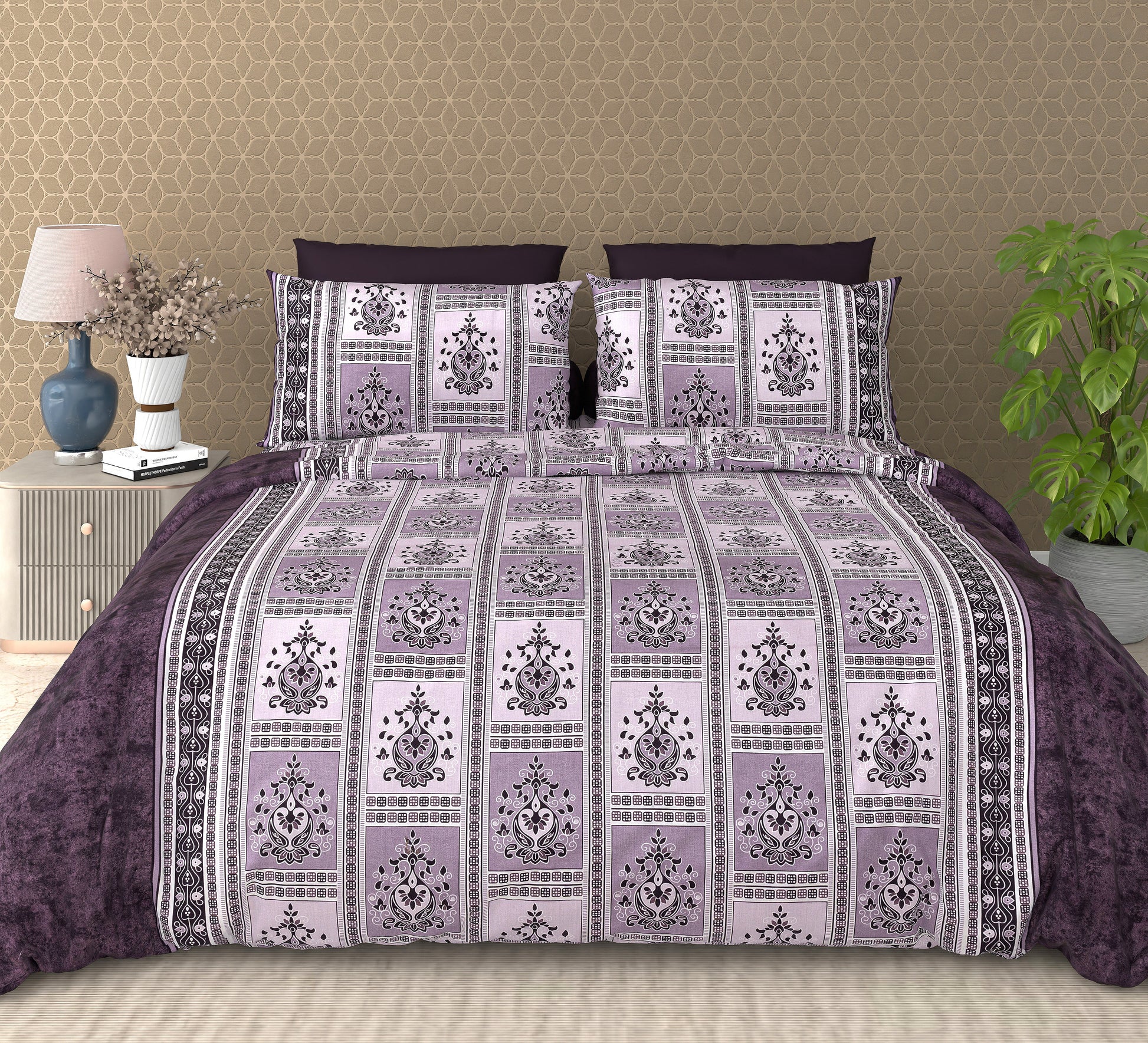 Cotton King Size Bedsheet Set - 180 TC (2.75 x 2.75m) with 2 Pillow Covers