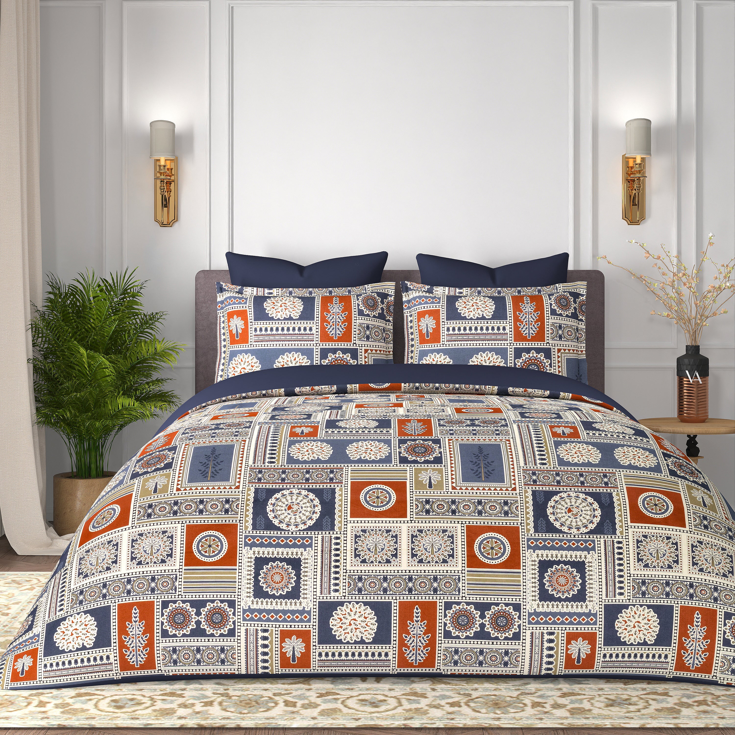Cotton King Size Bedsheet Set - 180 TC (2.75 x 2.75m) with 2 Pillow Covers