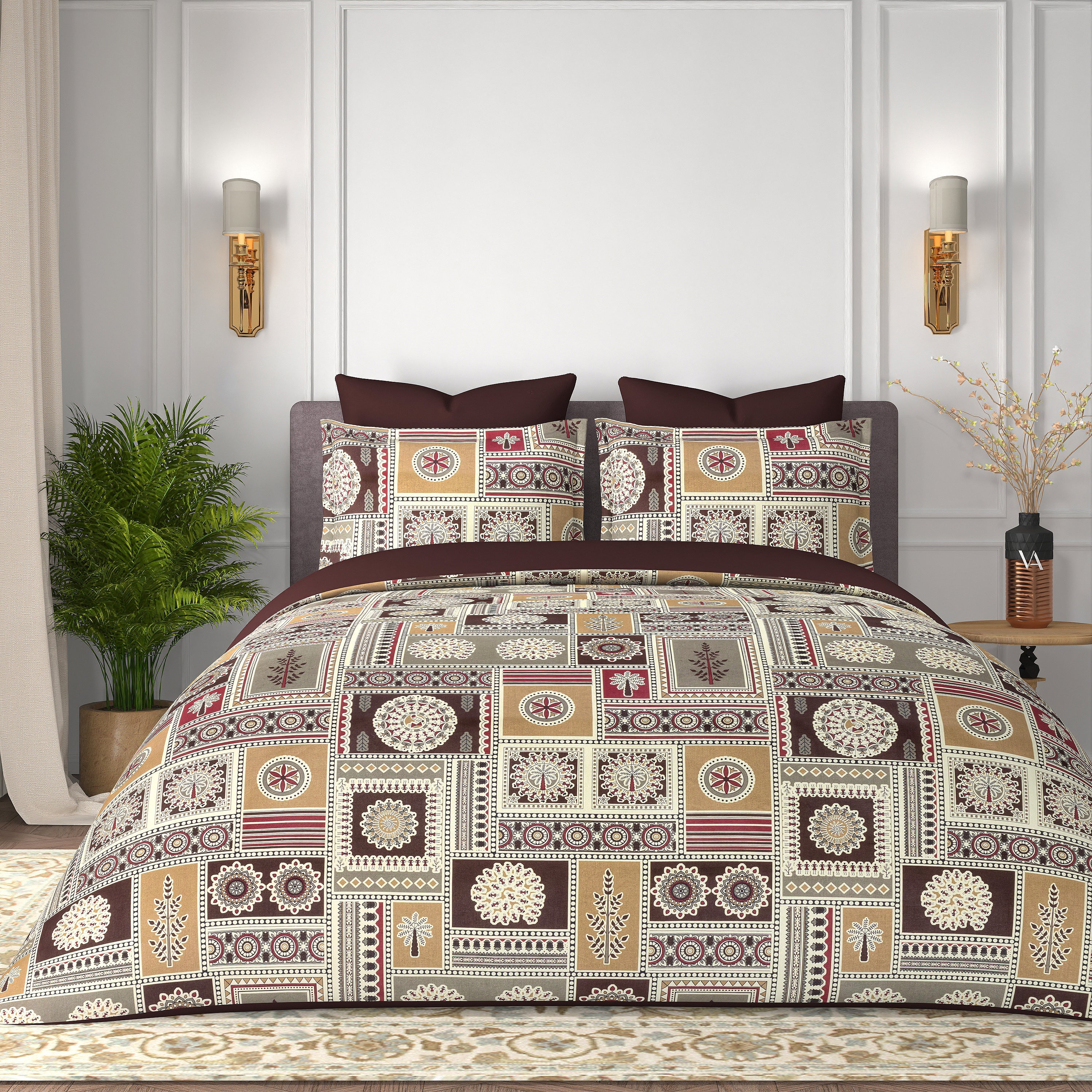 Cotton King Size Bedsheet Set - 180 TC (2.75 x 2.75m) with 2 Pillow Covers