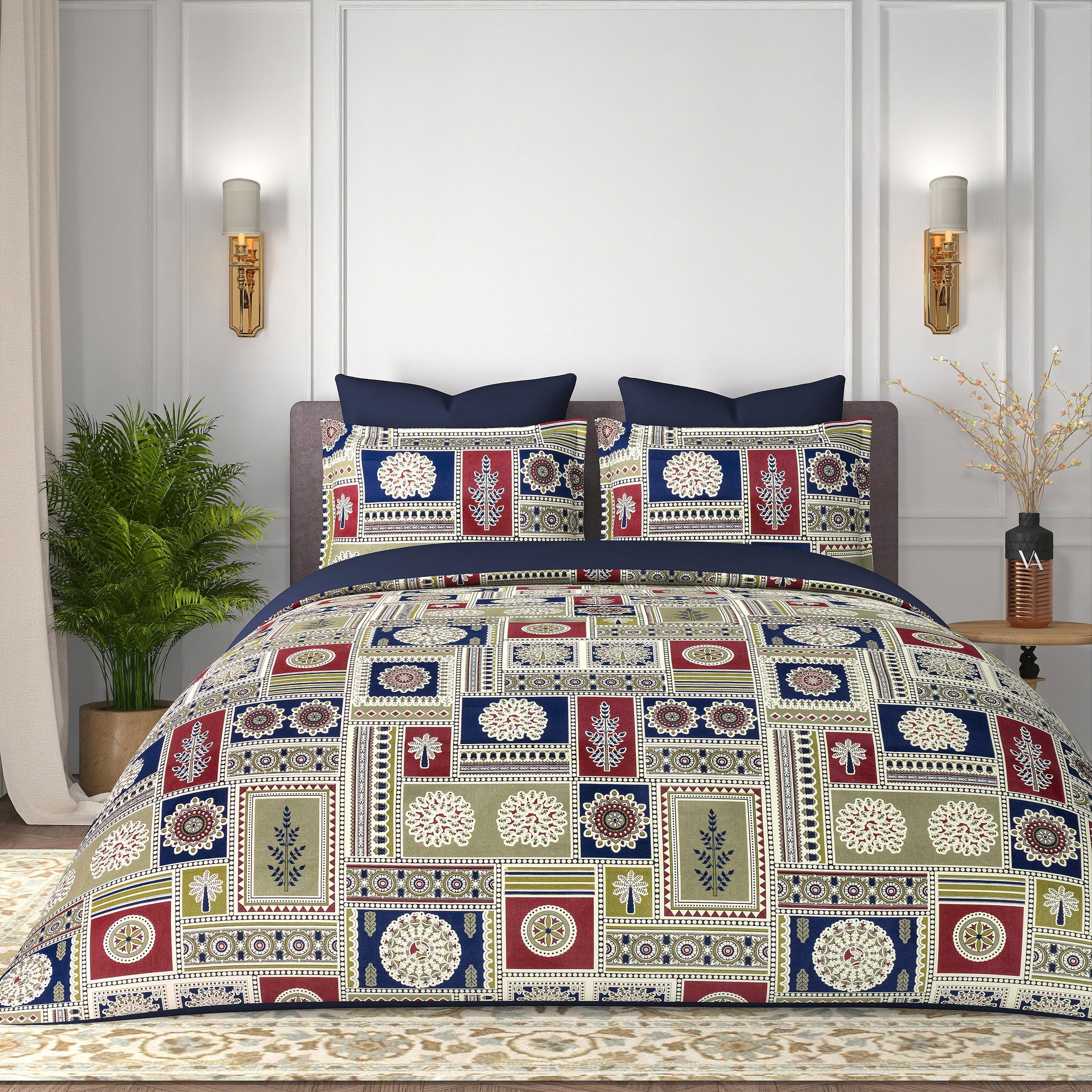 Cotton King Size Bedsheet Set - 180 TC (2.75 x 2.75m) with 2 Pillow Covers
