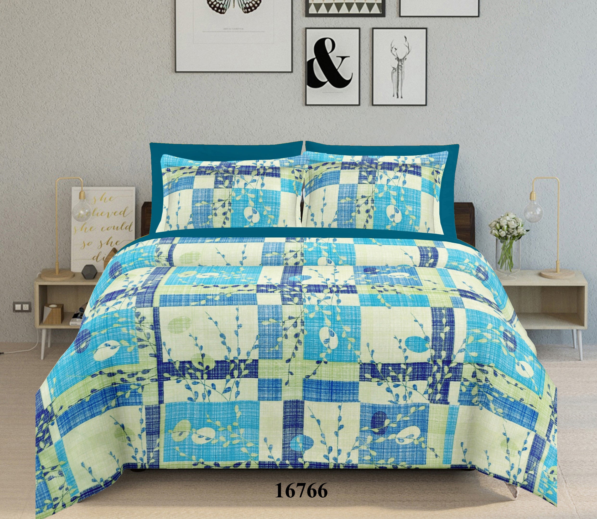 Cotton King Size Bedsheet Set - 144 TC (2.75x2.75m) with 2 Pillow Covers