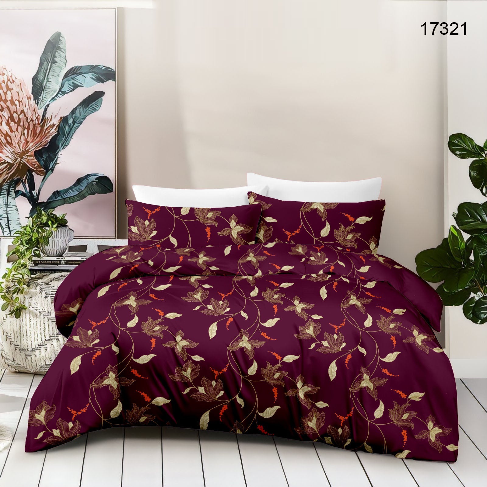 Cotton King Size Bedsheet Set - 180 TC (2.75 x 2.75m) with 2 Pillow Covers
