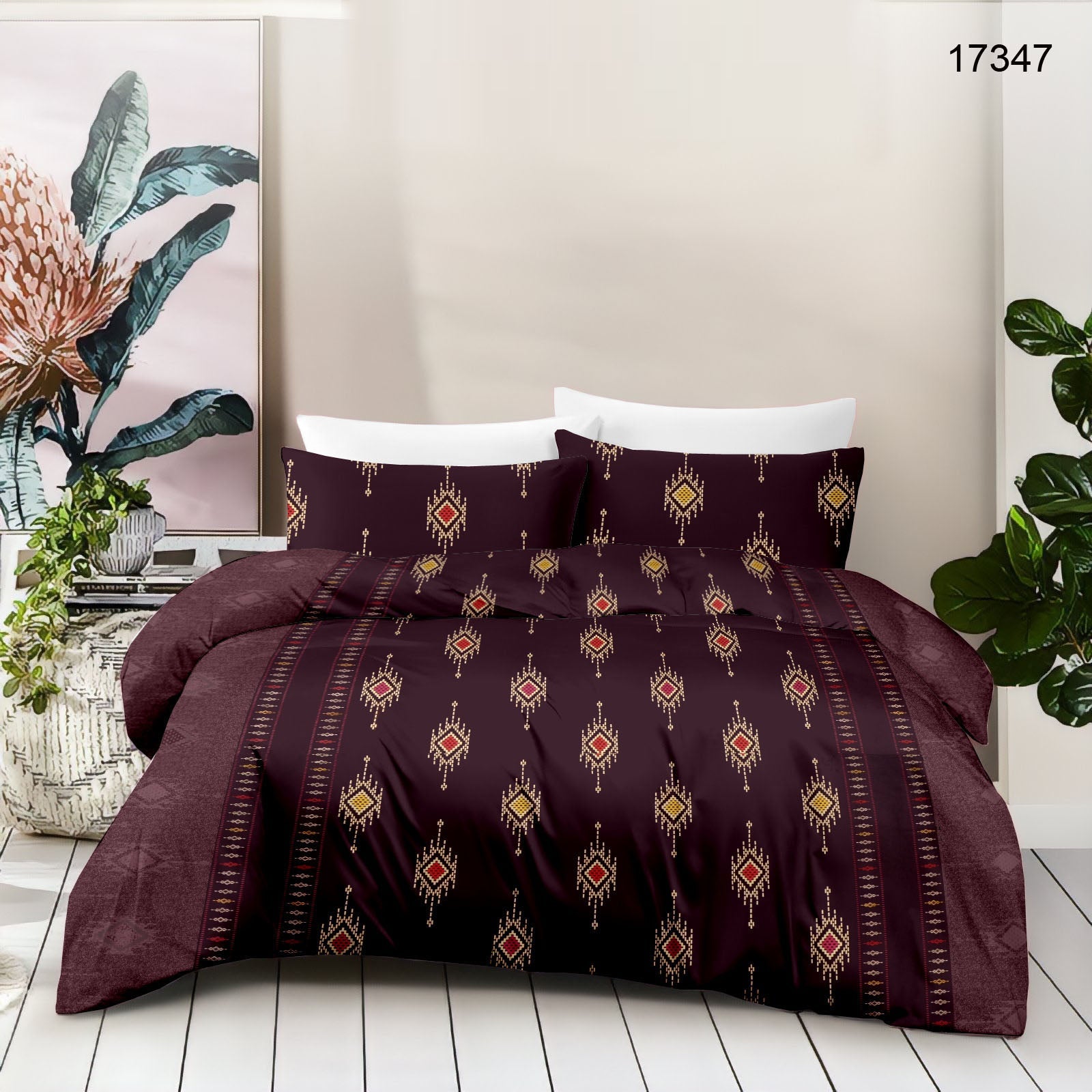 Cotton King Size Bedsheet Set - 180 TC (2.75 x 2.75m) with 2 Pillow Covers