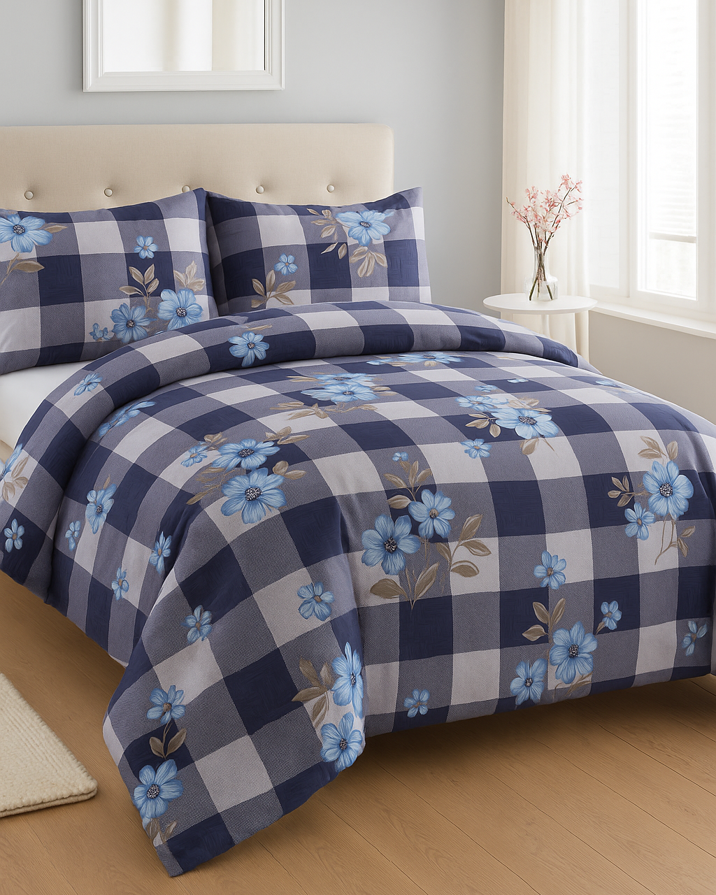 Queen Size Cotton Bedsheet Set (120 TC) with 2 Pillow Covers – 2.30x2.50m